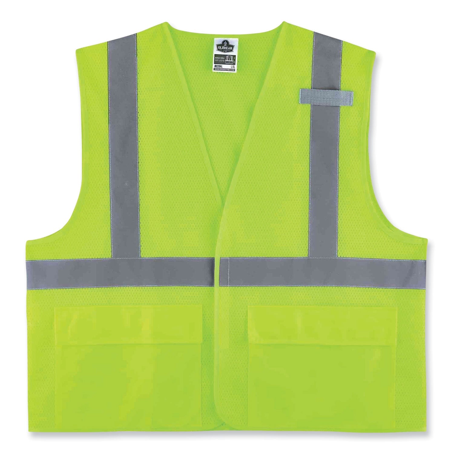 ergodyne® GloWear 8220HL Class 2 Standard Mesh Hook and Loop Vest, Polyester, 2X-Large/3X-Large, Lime