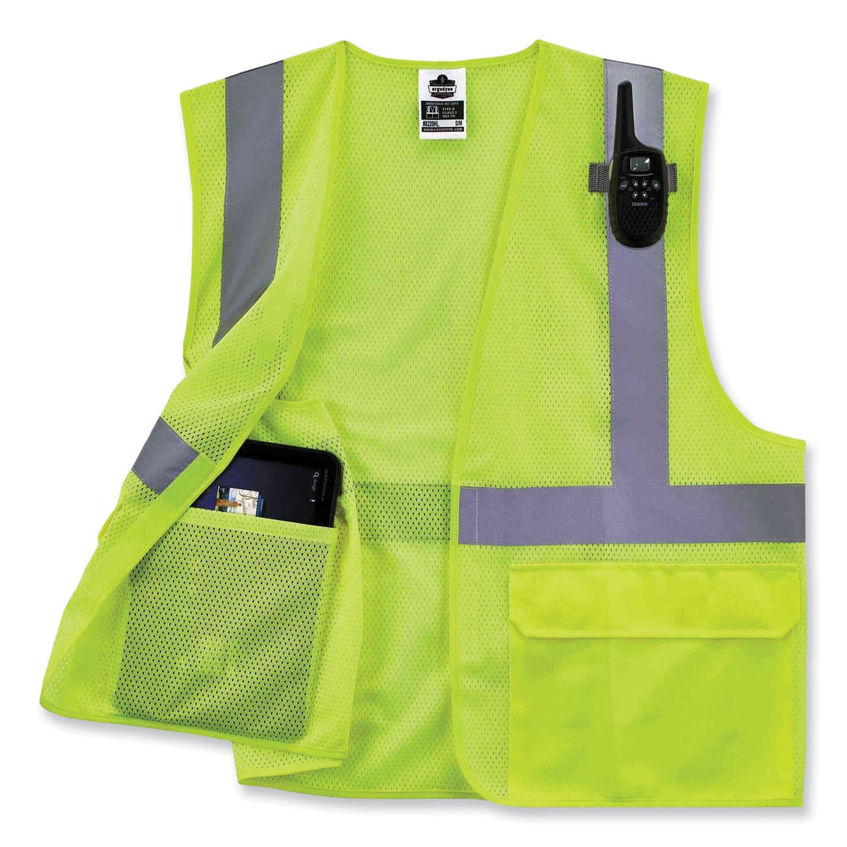 ergodyne® GloWear 8220HL Class 2 Standard Mesh Hook and Loop Vest, Polyester, 2X-Large/3X-Large, Lime