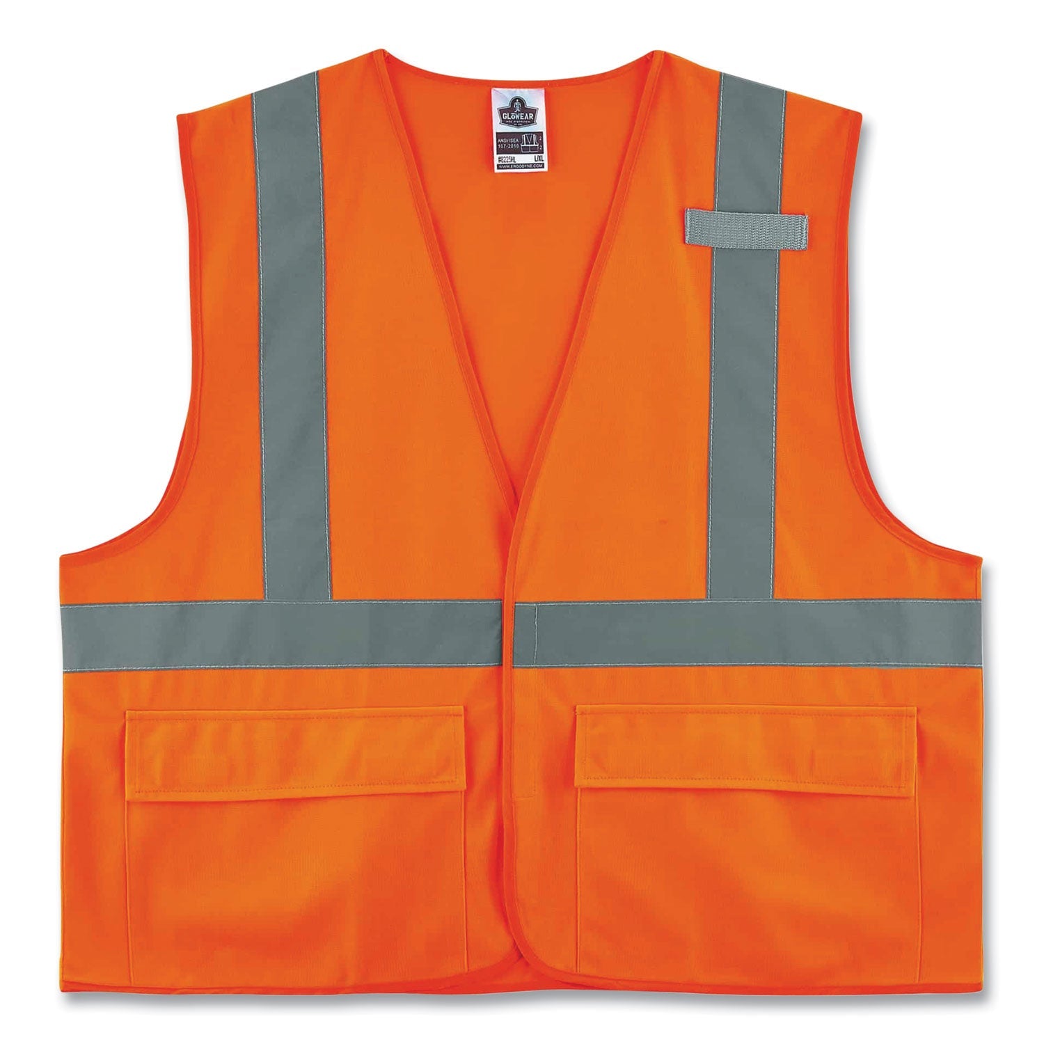 ergodyne® GloWear 8225HL Class 2 Standard Solid Hook and Loop Vest, Polyester, Orange, Small/Medium