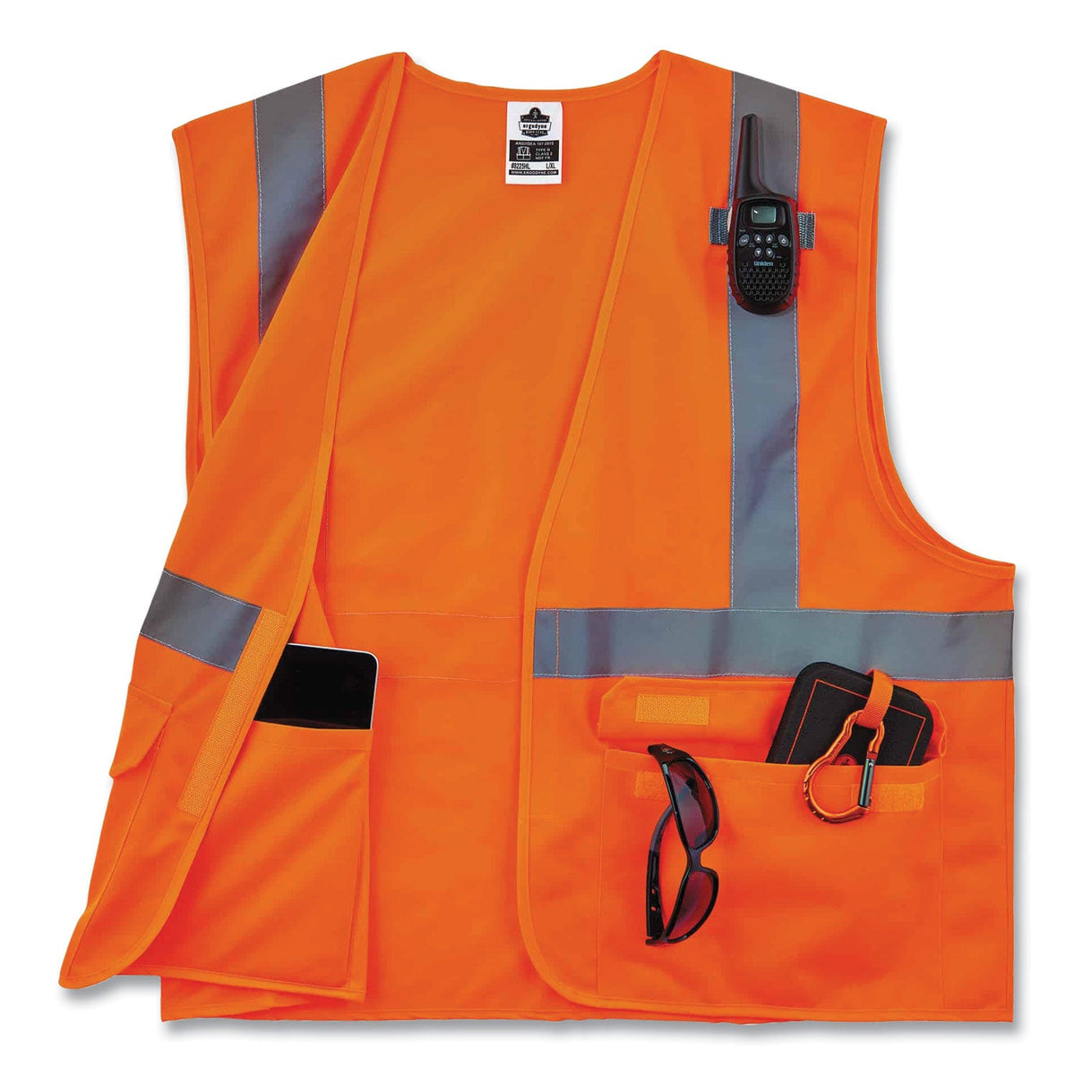 ergodyne® GloWear 8225HL Class 2 Standard Solid Hook and Loop Vest, Polyester, Orange, Small/Medium