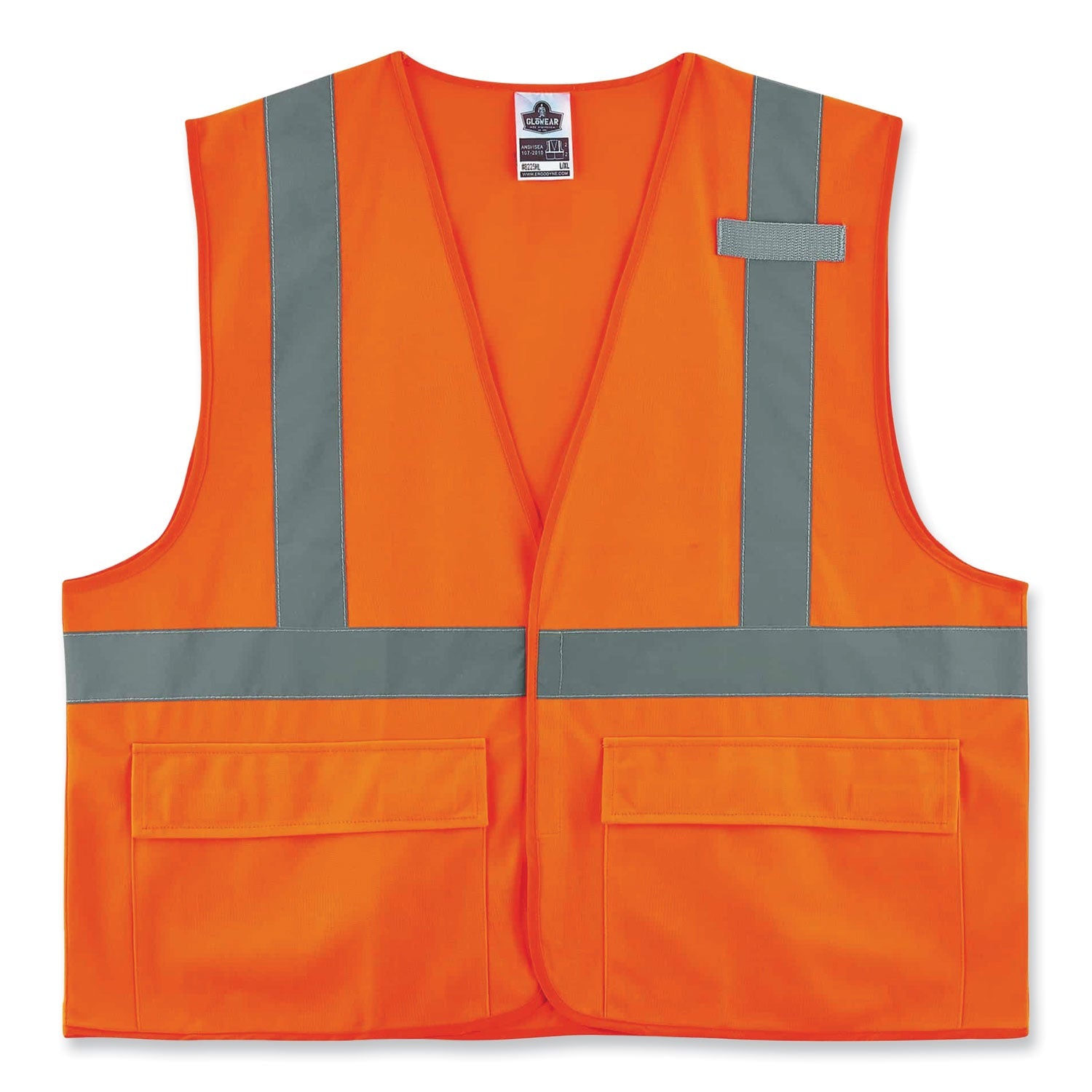 ergodyne® GloWear 8225HL Class 2 Standard Solid Hook and Loop Vest, Polyester, Orange, Large/X-Large