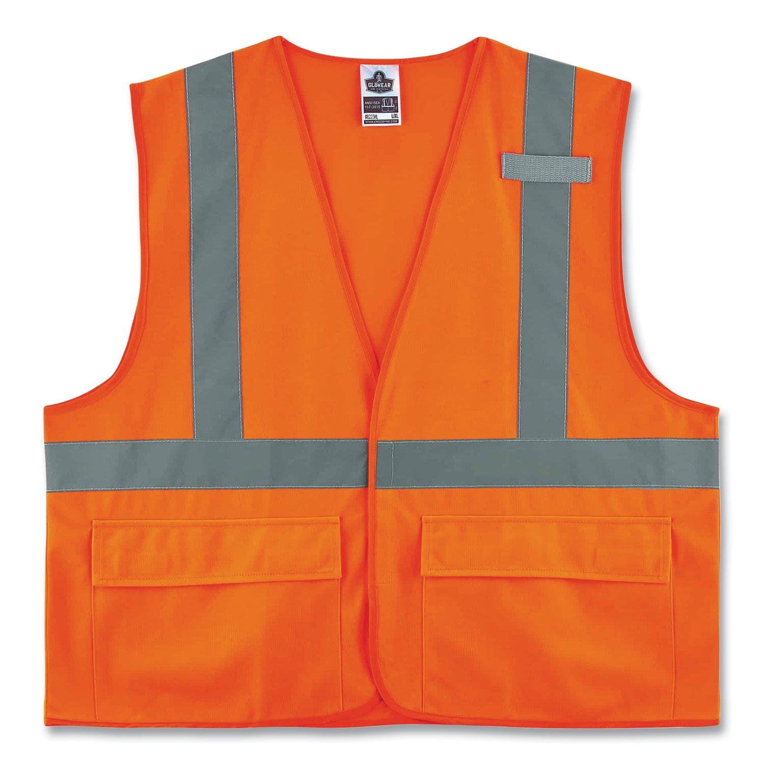 ergodyne® GloWear 8225HL Class 2 Standard Solid Hook and Loop Vest, Polyester, Orange, 2X-Large/3X-Large