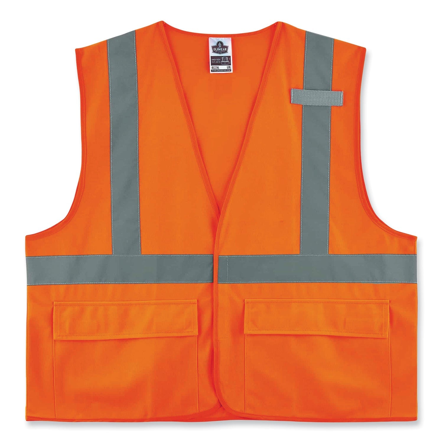 ergodyne® GloWear 8225HL Class 2 Standard Solid Hook and Loop Vest, Polyester, Orange, 4X-Large/5X-Large
