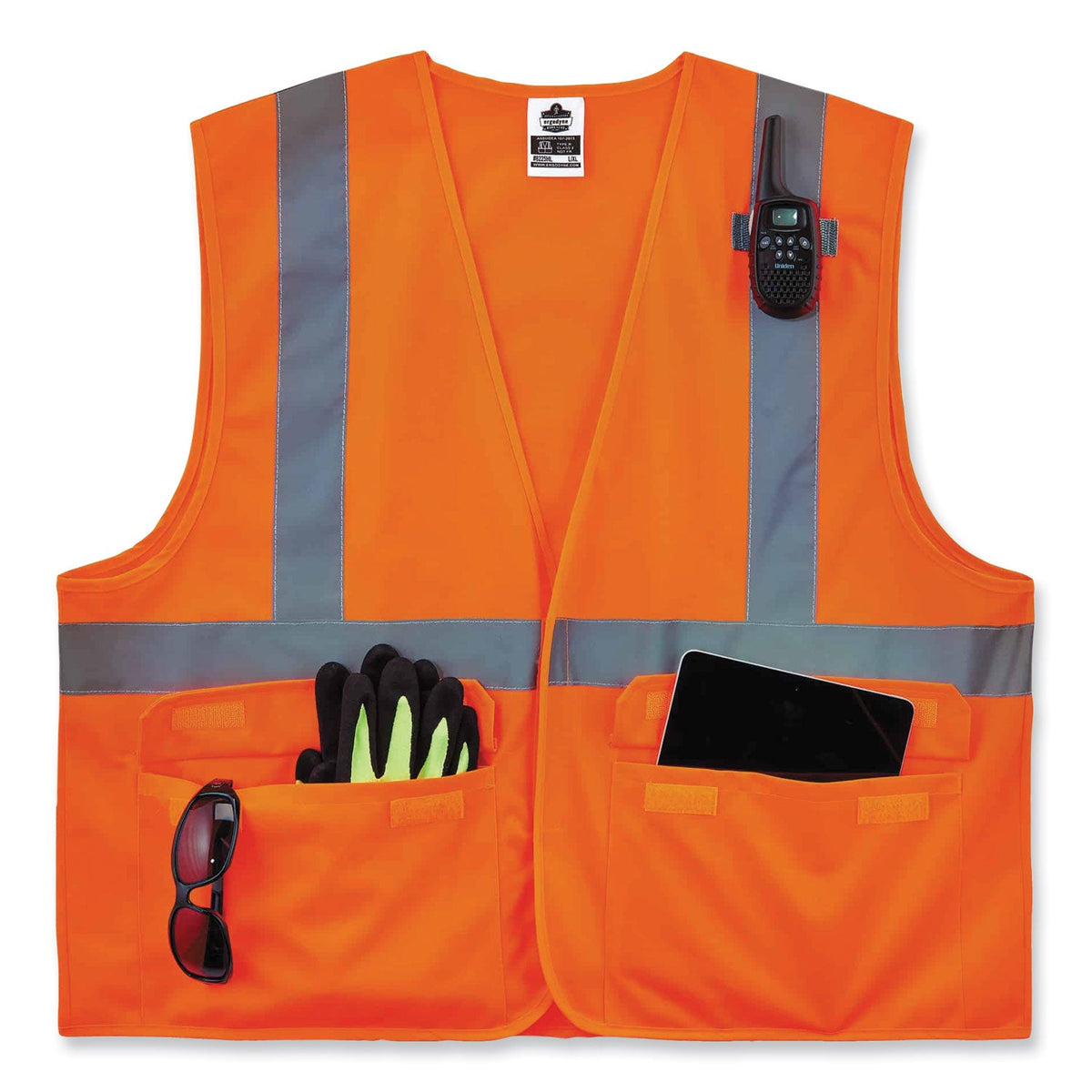 ergodyne® GloWear 8225HL Class 2 Standard Solid Hook and Loop Vest, Polyester, Orange, 4X-Large/5X-Large