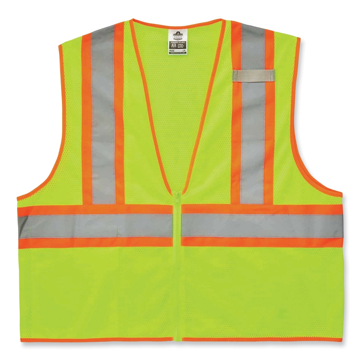 ergodyne® GloWear 8229Z Class 2 Economy Two-Tone Zipper Vest, Polyester, Large/X-Large, Lime