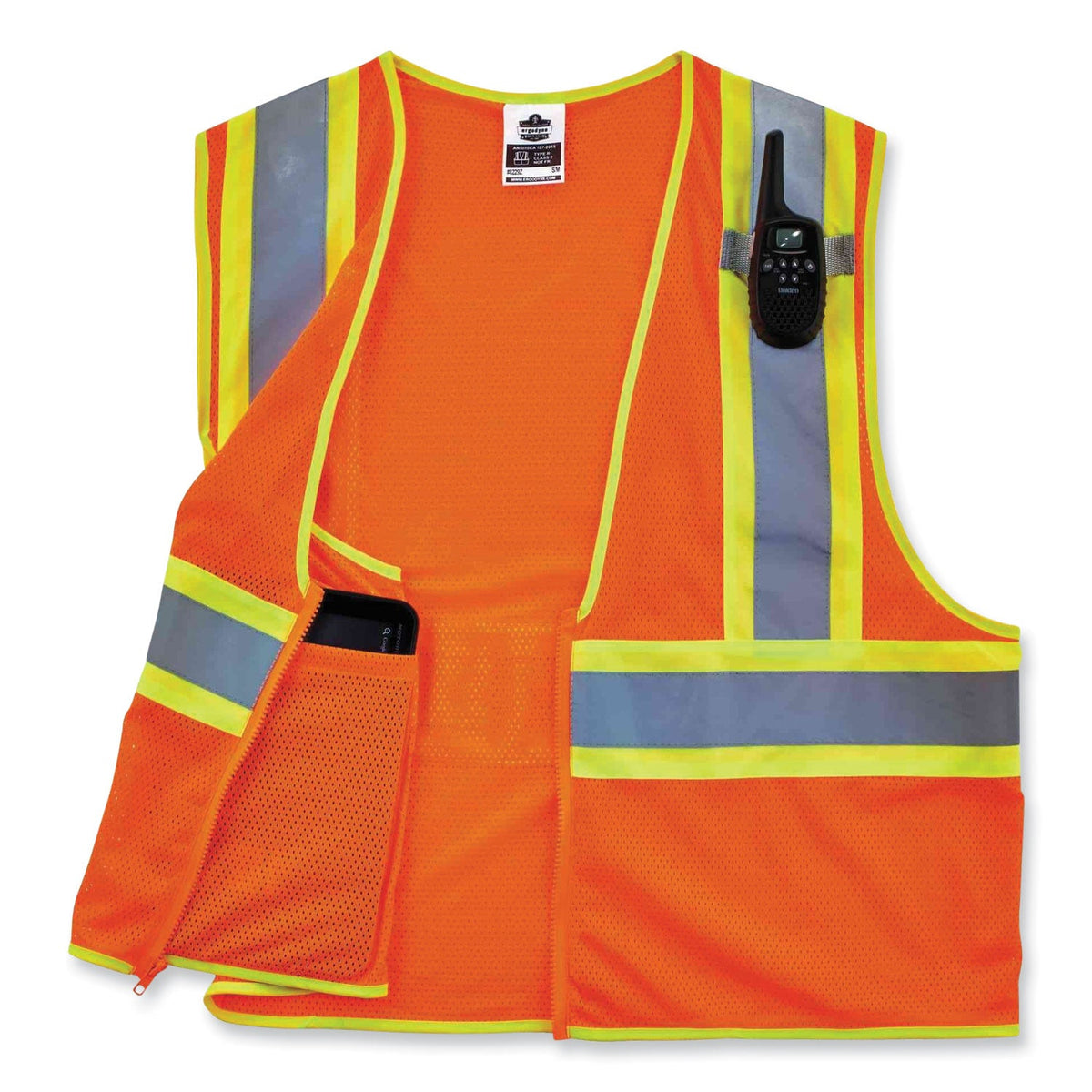 ergodyne® GloWear 8229Z Class 2 Economy Two-Tone Zipper Vest, Polyester, X-Small, Orange