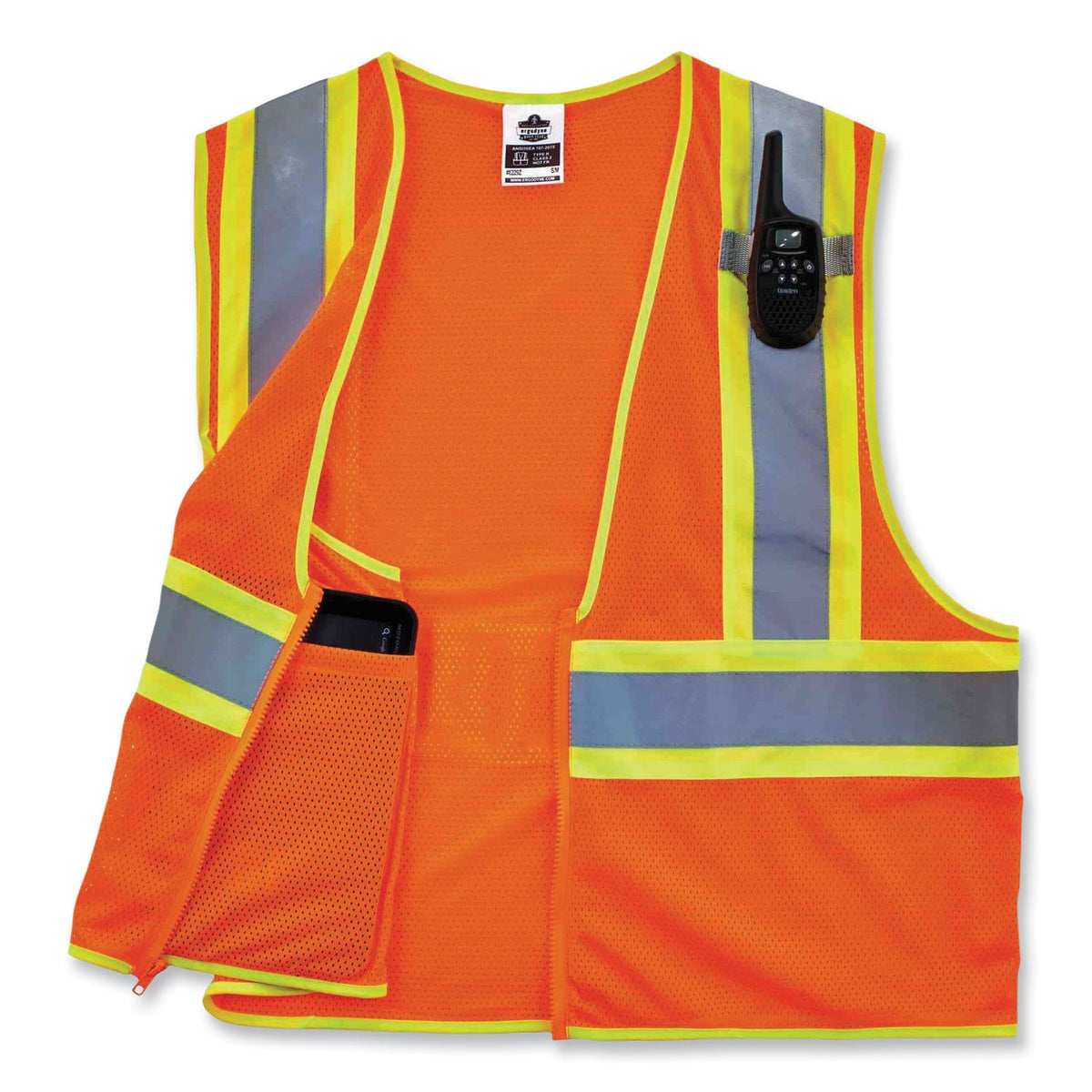 ergodyne® GloWear 8229Z Class 2 Economy Two-Tone Zipper Vest, Polyester, Small/Medium, Orange