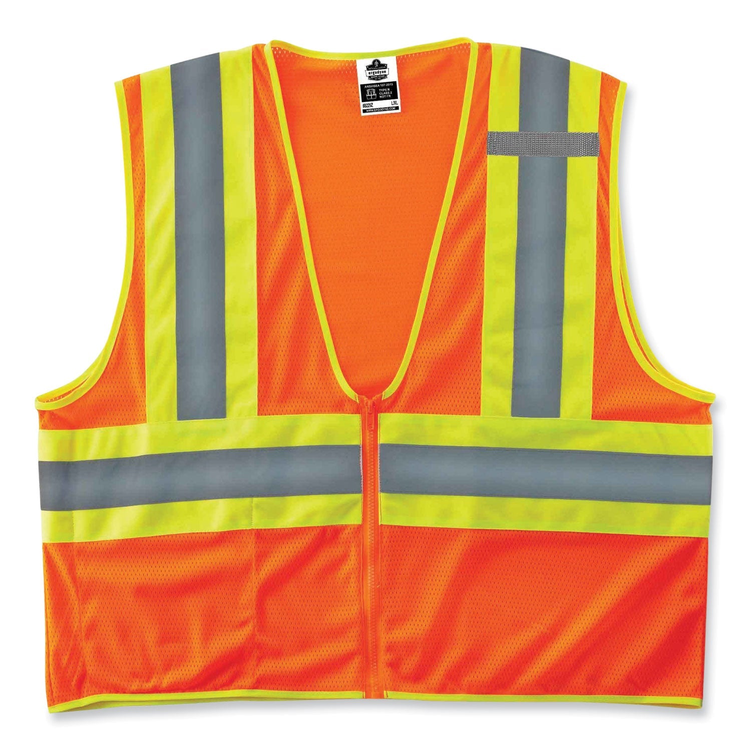 ergodyne® GloWear 8229Z Class 2 Economy Two-Tone Zipper Vest, Polyester, Large/X-Large, Orange