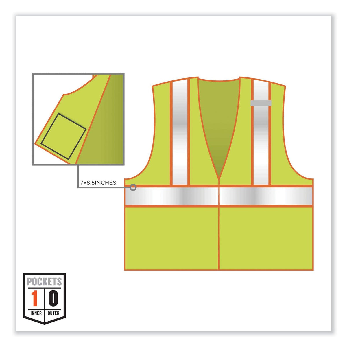 ergodyne® GloWear 8230Z Class 2 Two-Tone Mesh Zipper Vest, Polyester, Large/X-Large, Lime