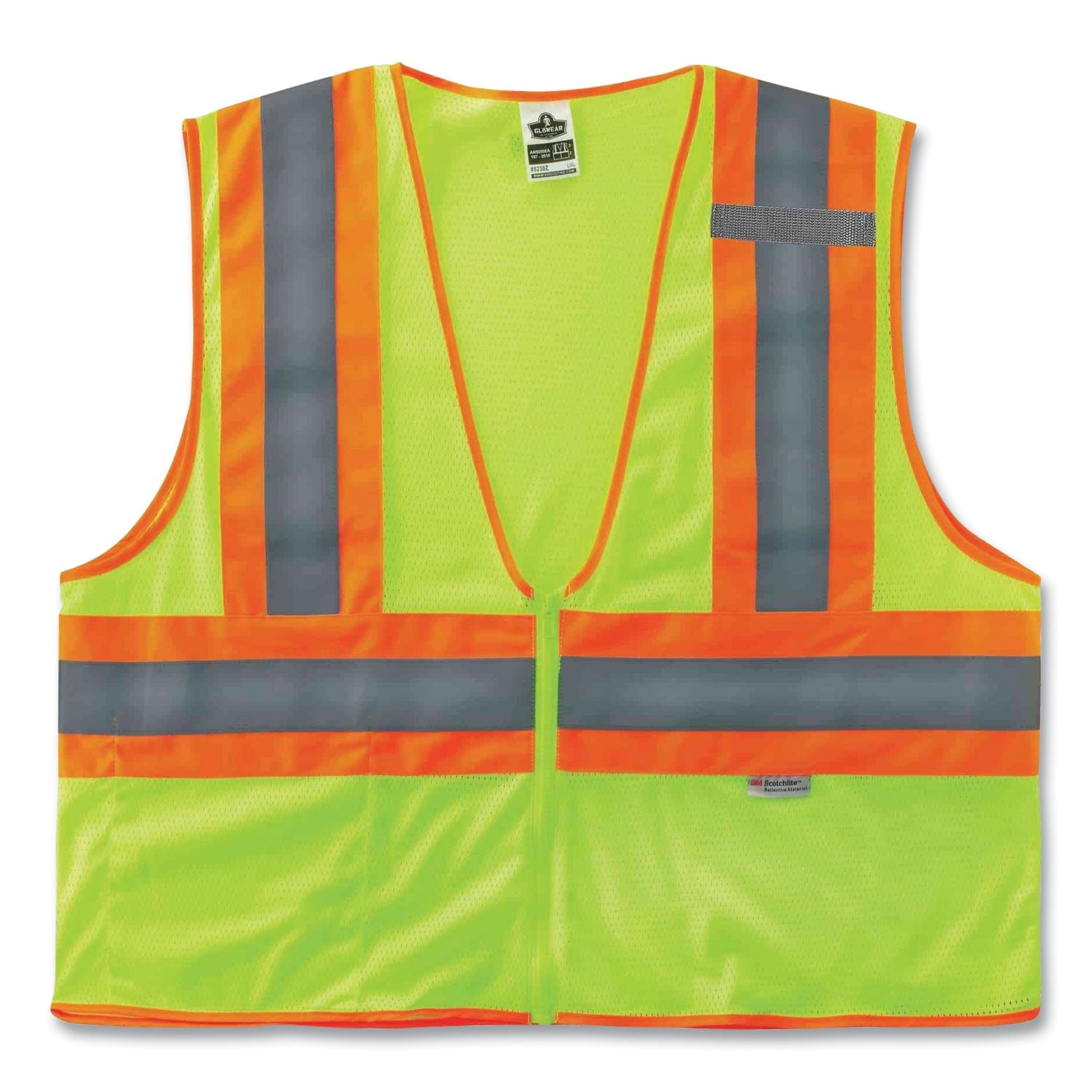 ergodyne® GloWear 8230Z Class 2 Two-Tone Mesh Zipper Vest, Polyester, 4X-Large/5X-Large, Lime