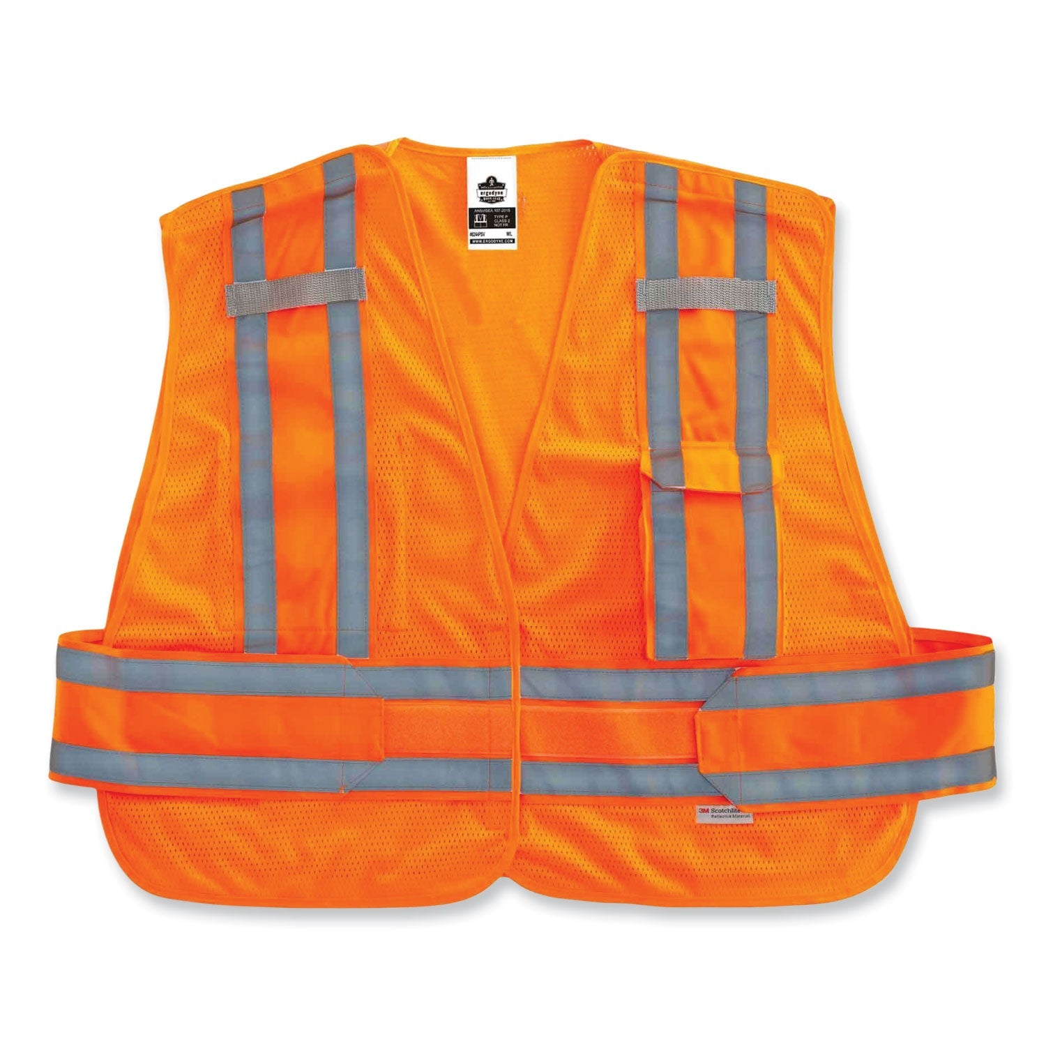 ergodyne® GloWear 8244PSV Class 2 Expandable Public Safety Hook and Loop Vest, Polyester, Medium/Large, Orange