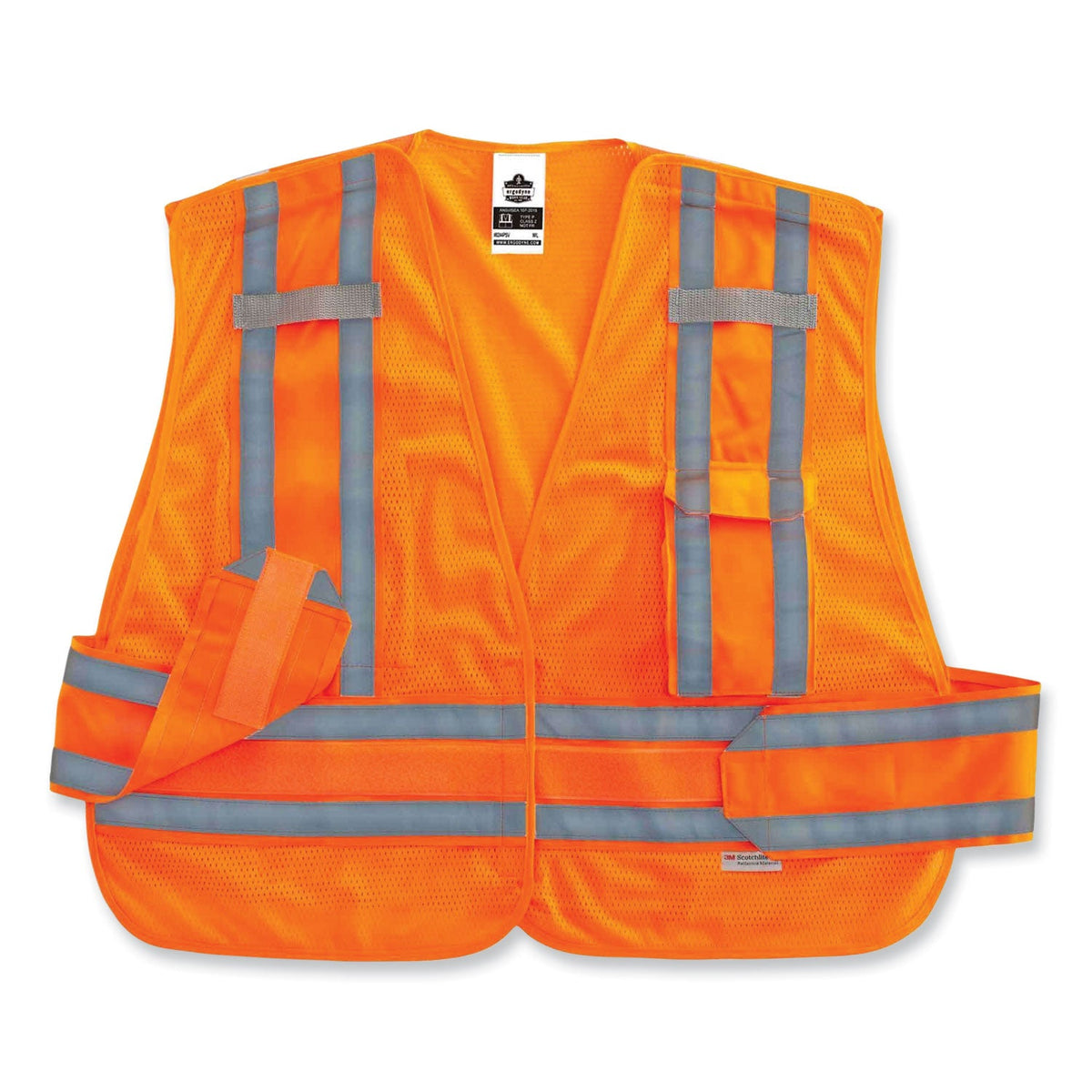 ergodyne® GloWear 8244PSV Class 2 Expandable Public Safety Hook and Loop Vest, Polyester, Medium/Large, Orange