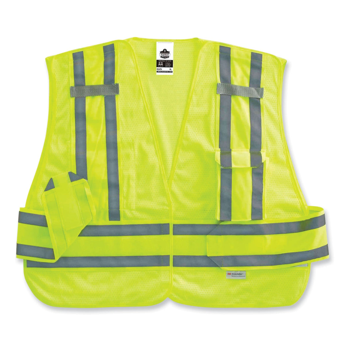 ergodyne® GloWear 8244PSV Class 2 Expandable Public Safety Hook and Loop Vest, Polyester, Medium/Large, Lime