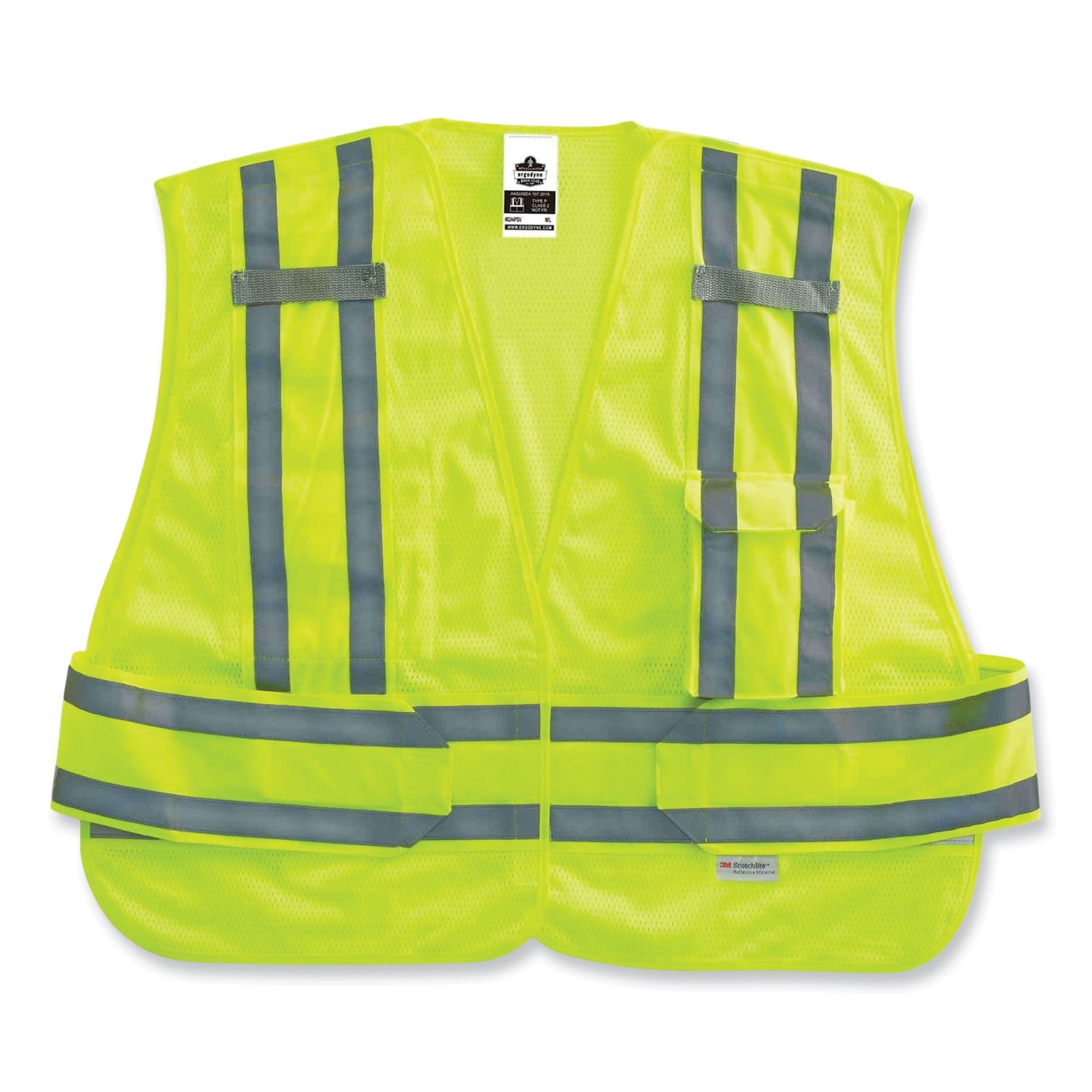 ergodyne® GloWear 8244PSV Class 2 Expandable Public Safety Hook and Loop Vest, Polyester, X-Large/2X-Large, Lime
