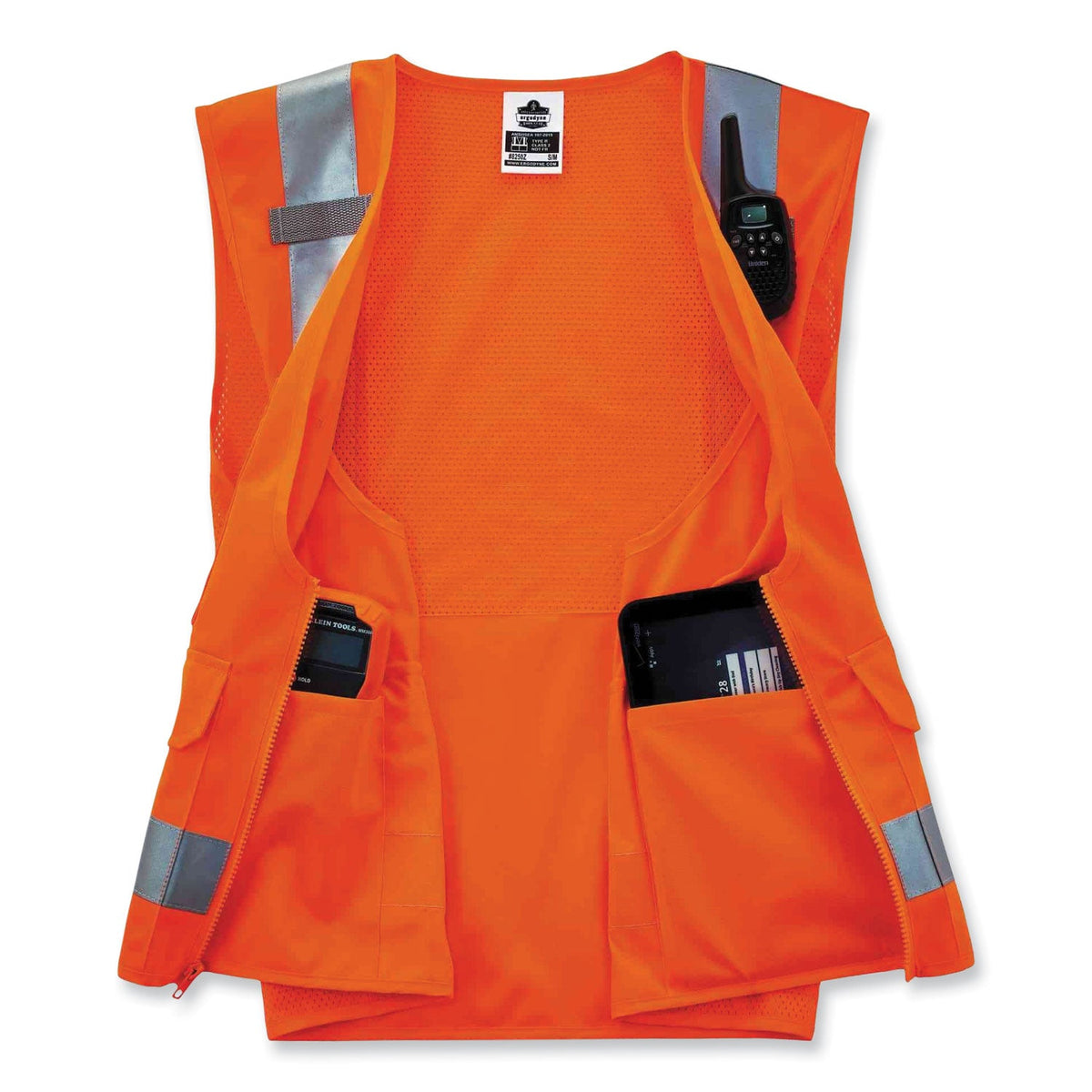 ergodyne® GloWear 8250Z Class 2 Surveyors Zipper Vest, Polyester, Small/Medium, Orange