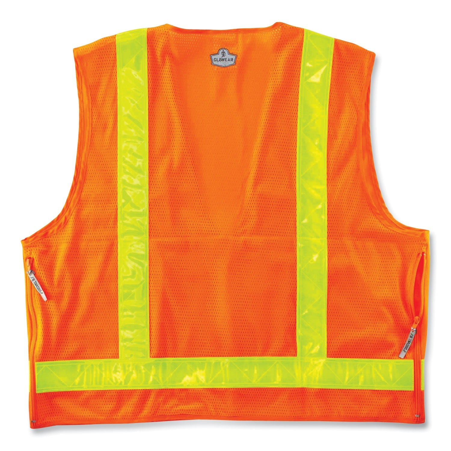 ergodyne® GloWear 8250ZHG Class 2 Hi-Gloss Surveyors Zipper Vest, Polyester, 2X-Large/3X-Large, Orange