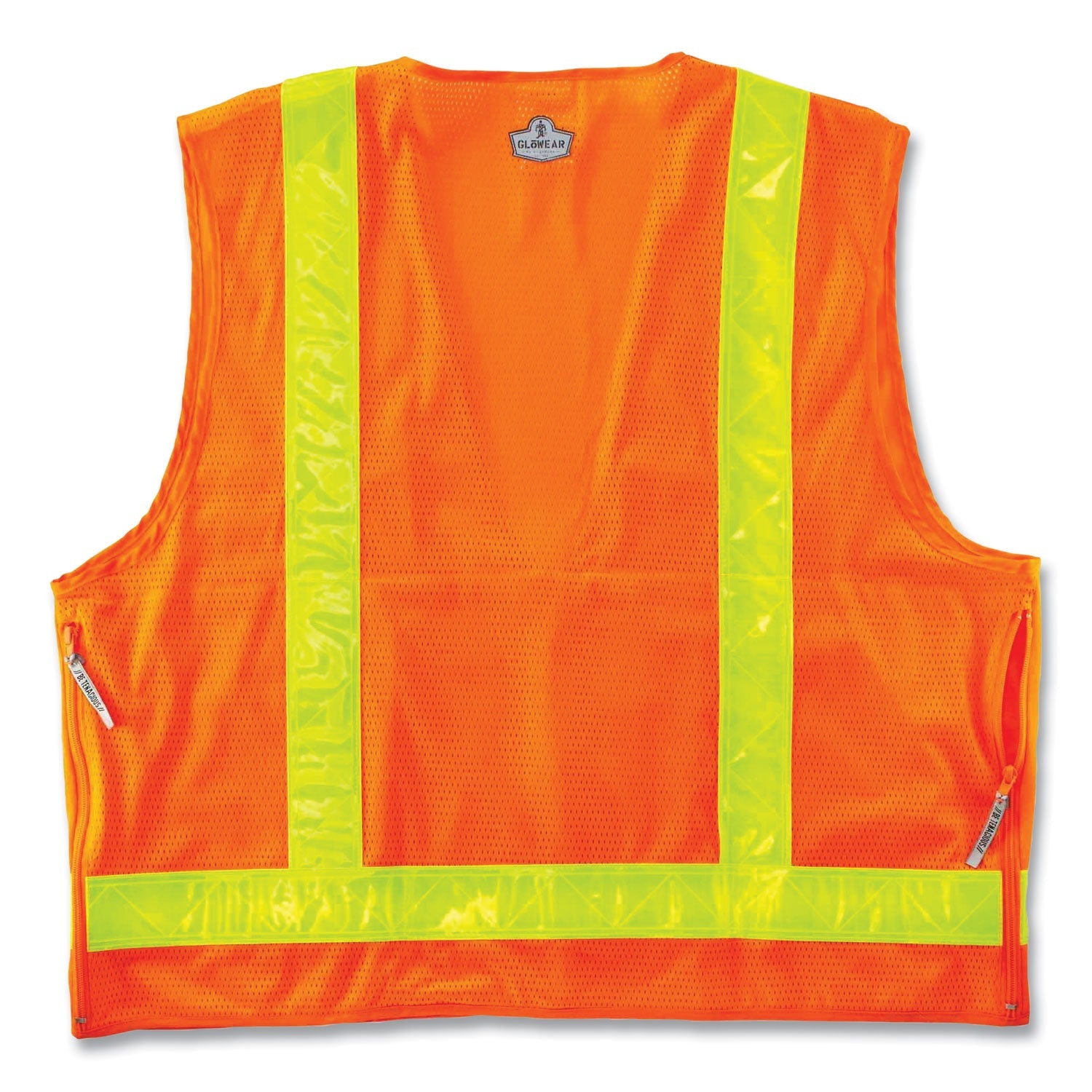 ergodyne® GloWear 8250ZHG Class 2 Hi-Gloss Surveyors Zipper Vest, Polyester, 4X-Large/5X-Large, Orange
