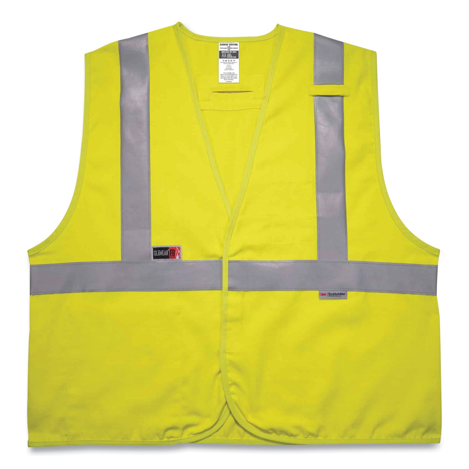 ergodyne® GloWear 8261FRHL Class 2 Dual Compliant FR Hook and Loop Safety Vest, Small/Medium, Lime