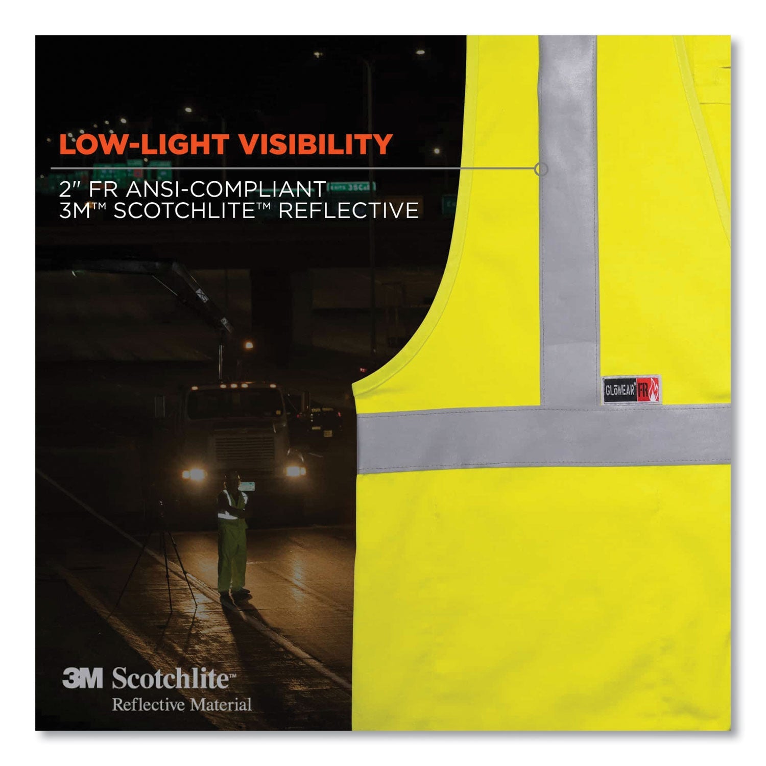 ergodyne® GloWear 8261FRHL Class 2 Dual Compliant FR Hook and Loop Safety Vest, Small/Medium, Lime