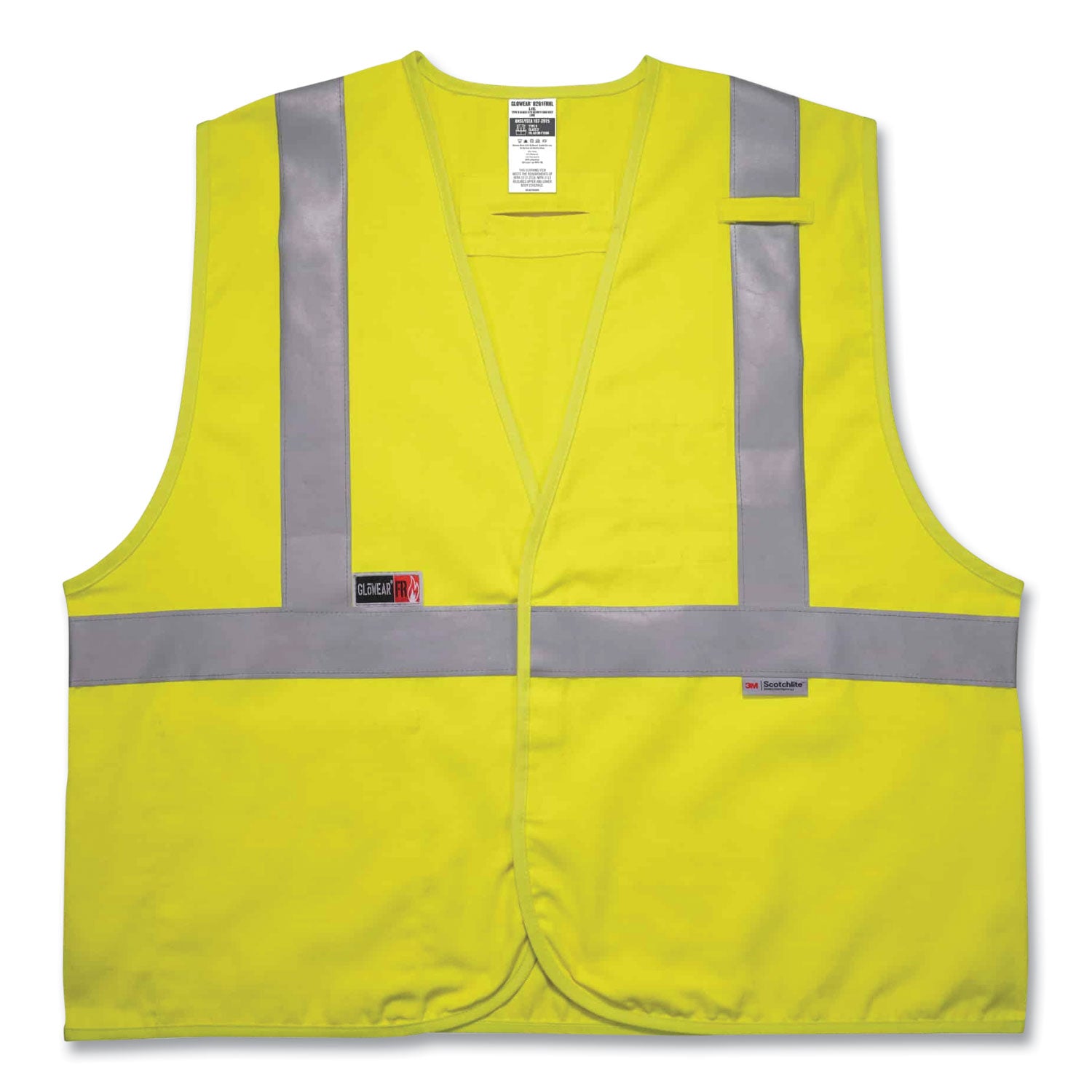 ergodyne® GloWear 8261FRHL Class 2 Dual Compliant FR Hook and Loop Safety Vest, 2X-Large/3X-Large, Lime