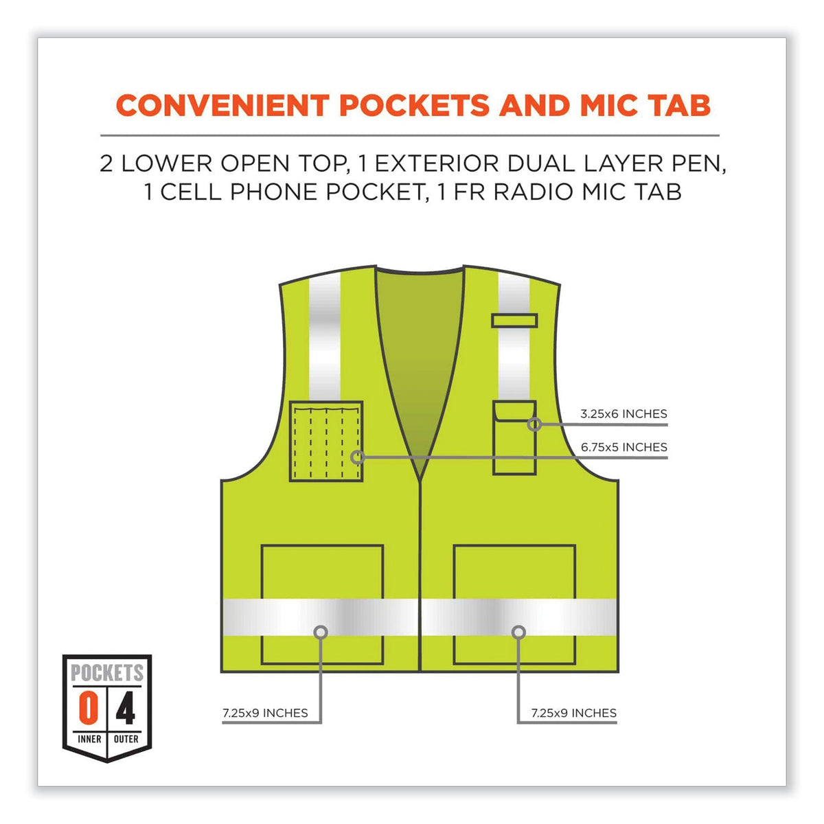 ergodyne® GloWear 8262FRZ Class 2 FR Surveyor Zip Vest, Tencel/Modacrylic/Para-aramid/Kevlar, 2X-Large/3X-Large, Lime