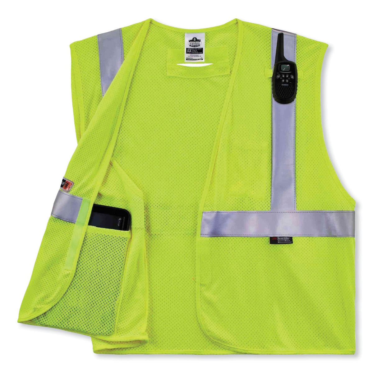 ergodyne® GloWear 8260FRHL Class 2 FR Safety Hook and Loop Vest, Modacrylic/Kevlar, Small/Medium, Lime