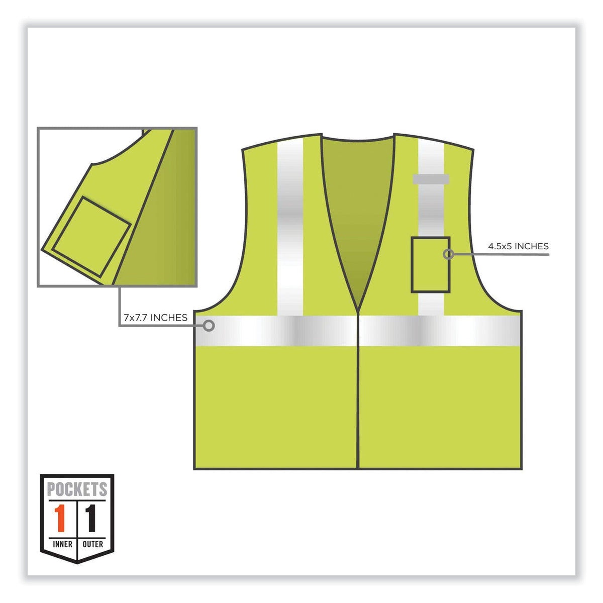 ergodyne® GloWear 8256Z Class 2 Self-Extinguishing Zipper Vest, Polyester, Small/Medium, Lime