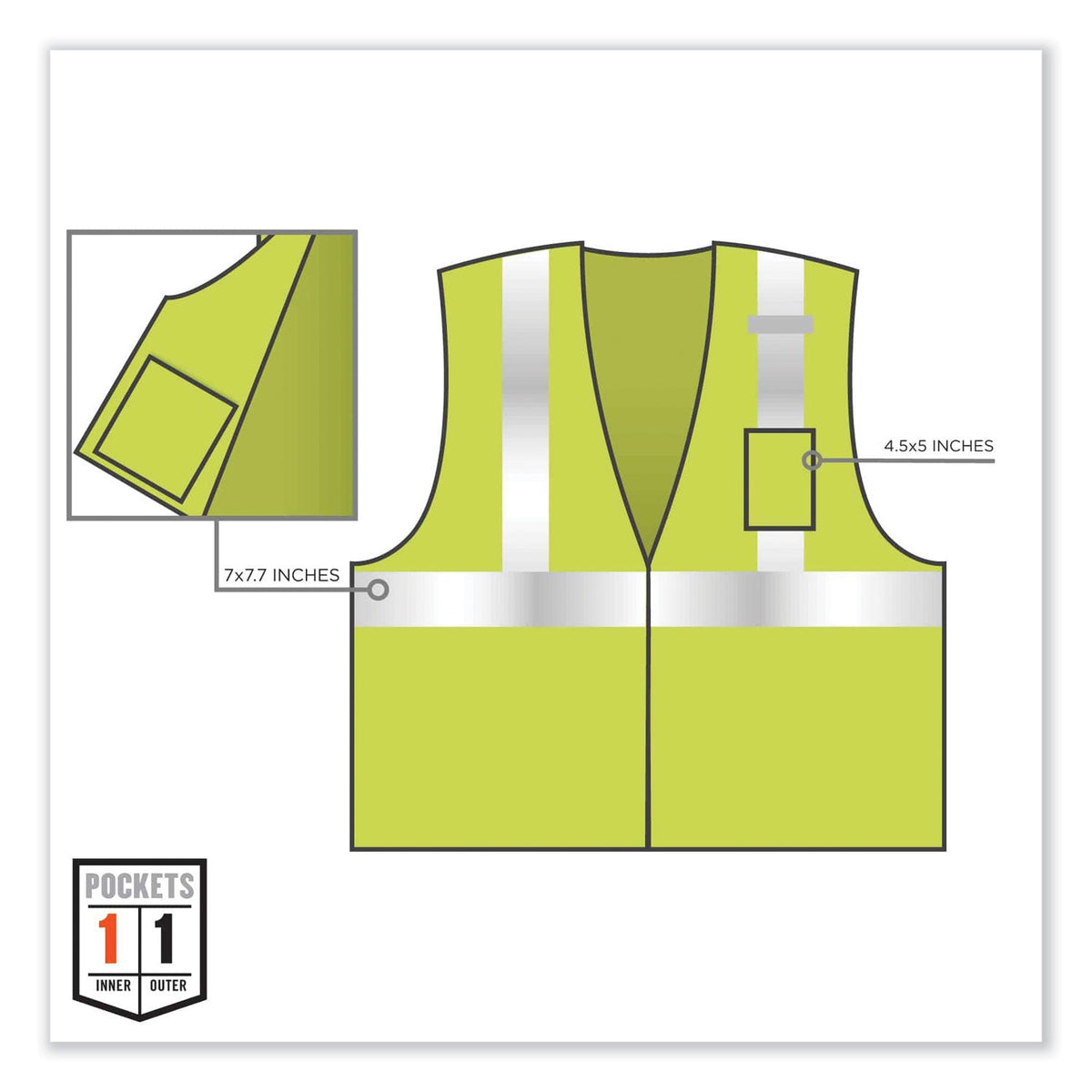 ergodyne® GloWear 8256Z Class 2 Self-Extinguishing Zipper Vest, Polyester, 2X-Large/3X-Large, Lime
