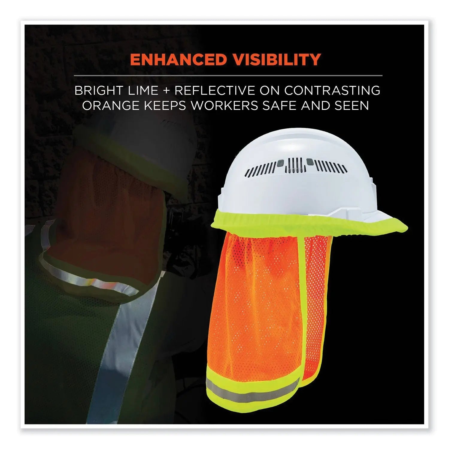 ergodyne® GloWear 8005 Hi-Vis Hard Hat Neck Shade, 20 x 12.5, Orange