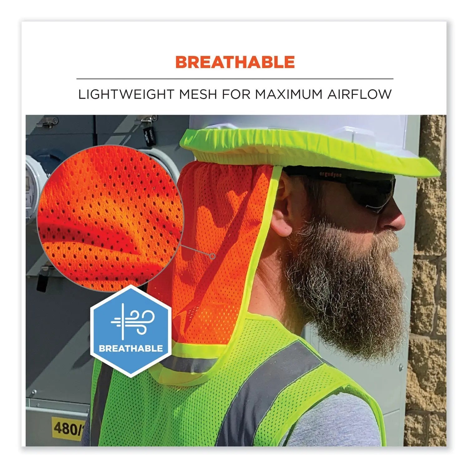 ergodyne® GloWear 8005 Hi-Vis Hard Hat Neck Shade, 20 x 12.5, Orange