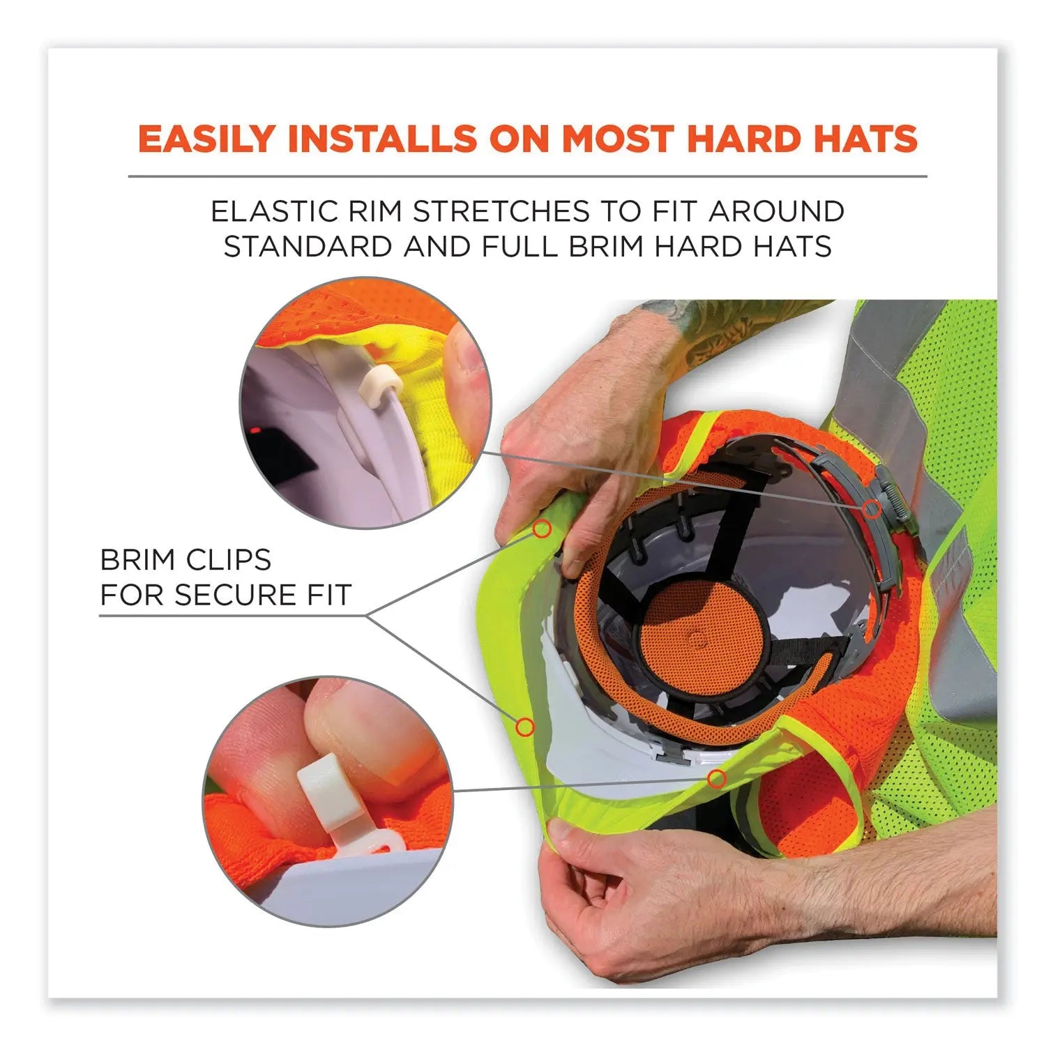 ergodyne® GloWear 8005 Hi-Vis Hard Hat Neck Shade, 20 x 12.5, Orange