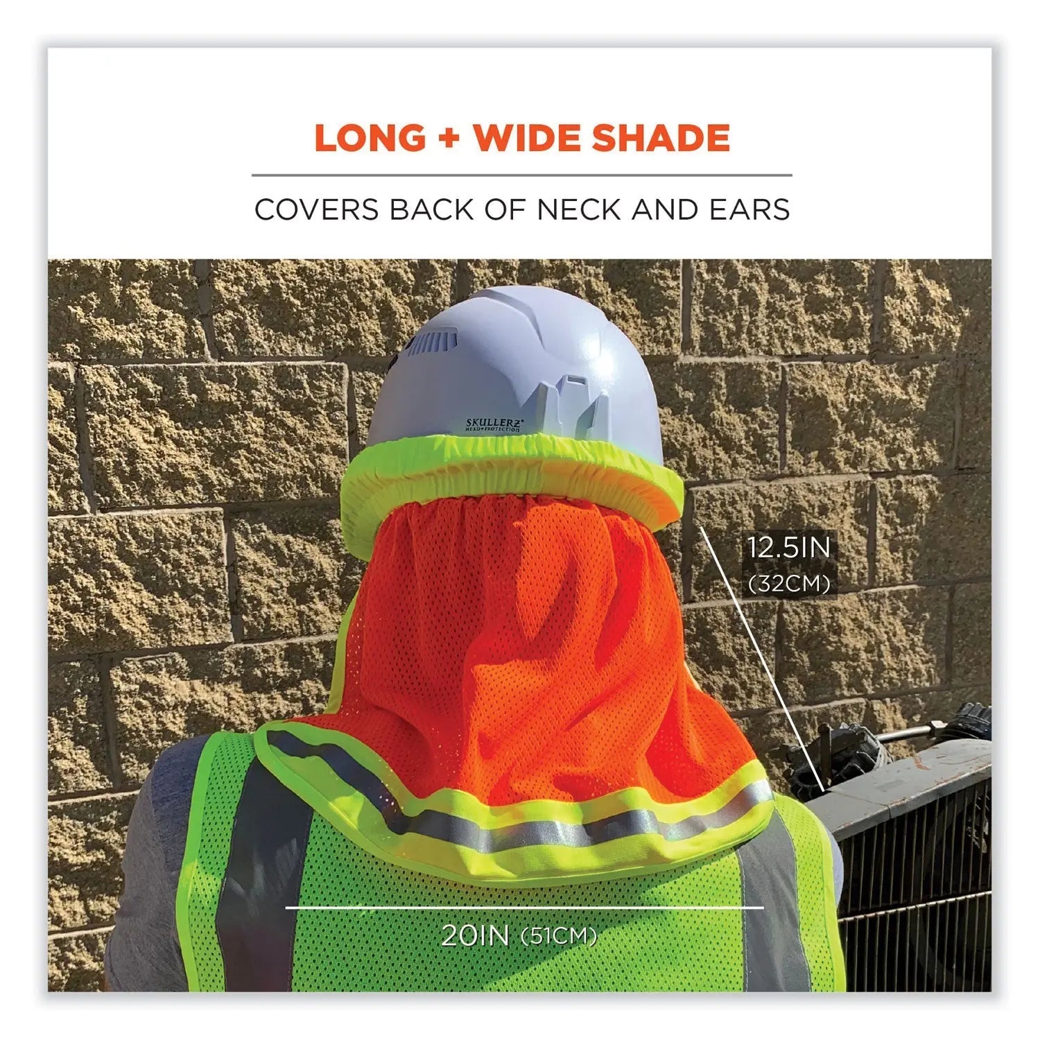 ergodyne® GloWear 8005 Hi-Vis Hard Hat Neck Shade, 20 x 12.5, Orange