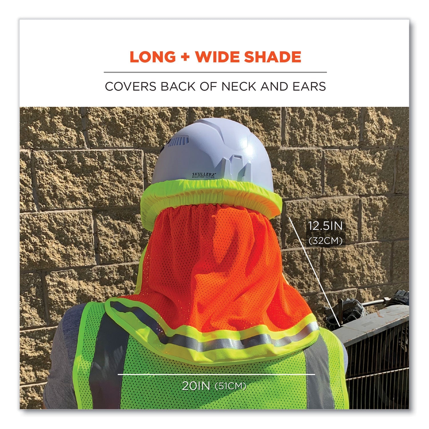 ergodyne® GloWear 8005 Hi-Vis Hard Hat Neck Shade, 20 x 12.5, Lime