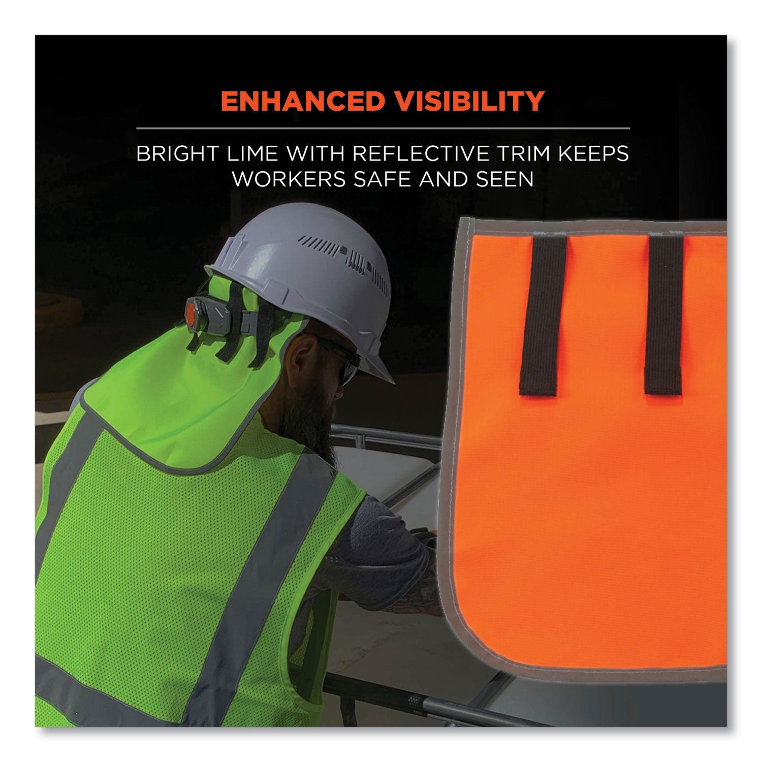 ergodyne® GloWear 8006 Hi-Vis Hard Hat Neck Shade, 12.25 x 10.5, Orange