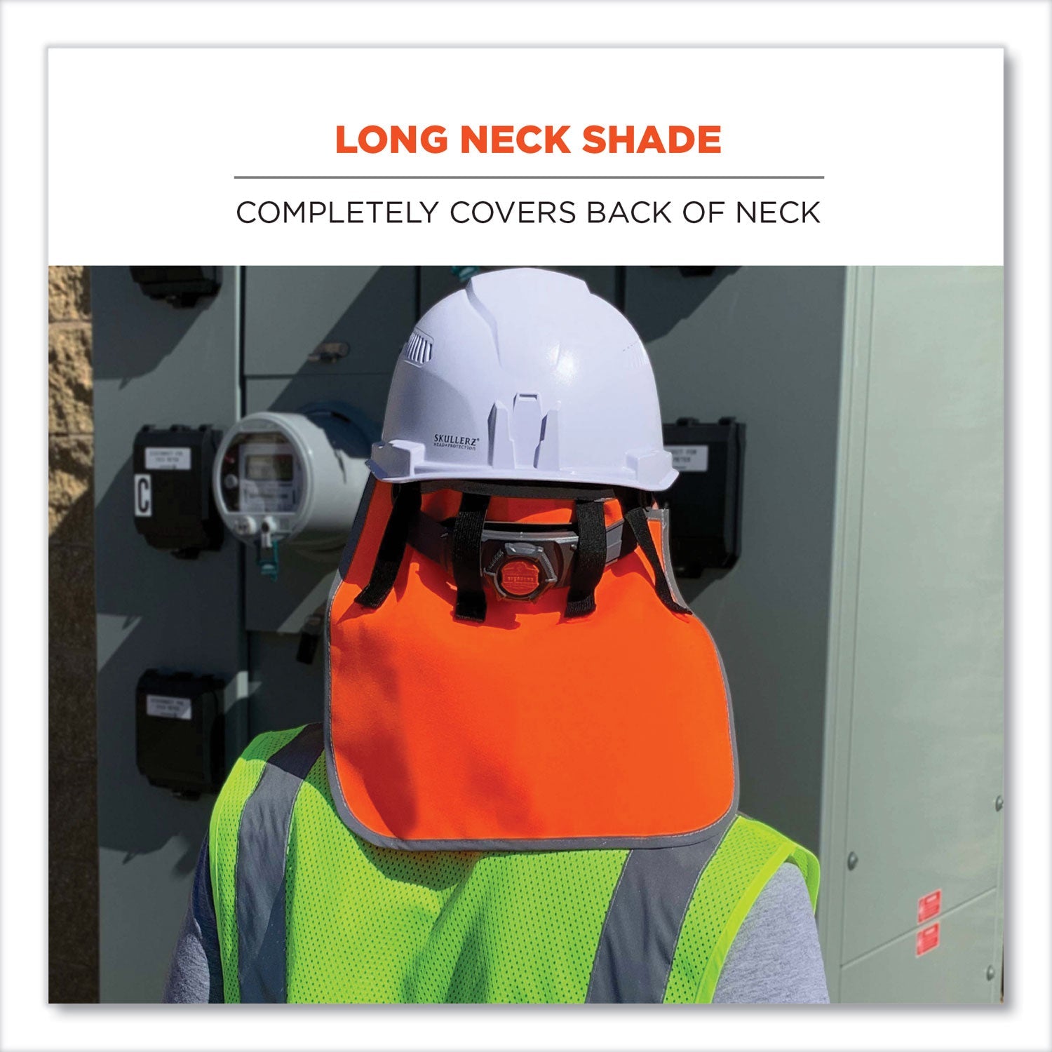 ergodyne® GloWear 8006 Hi-Vis Hard Hat Neck Shade, 12.25 x 10.5, Orange