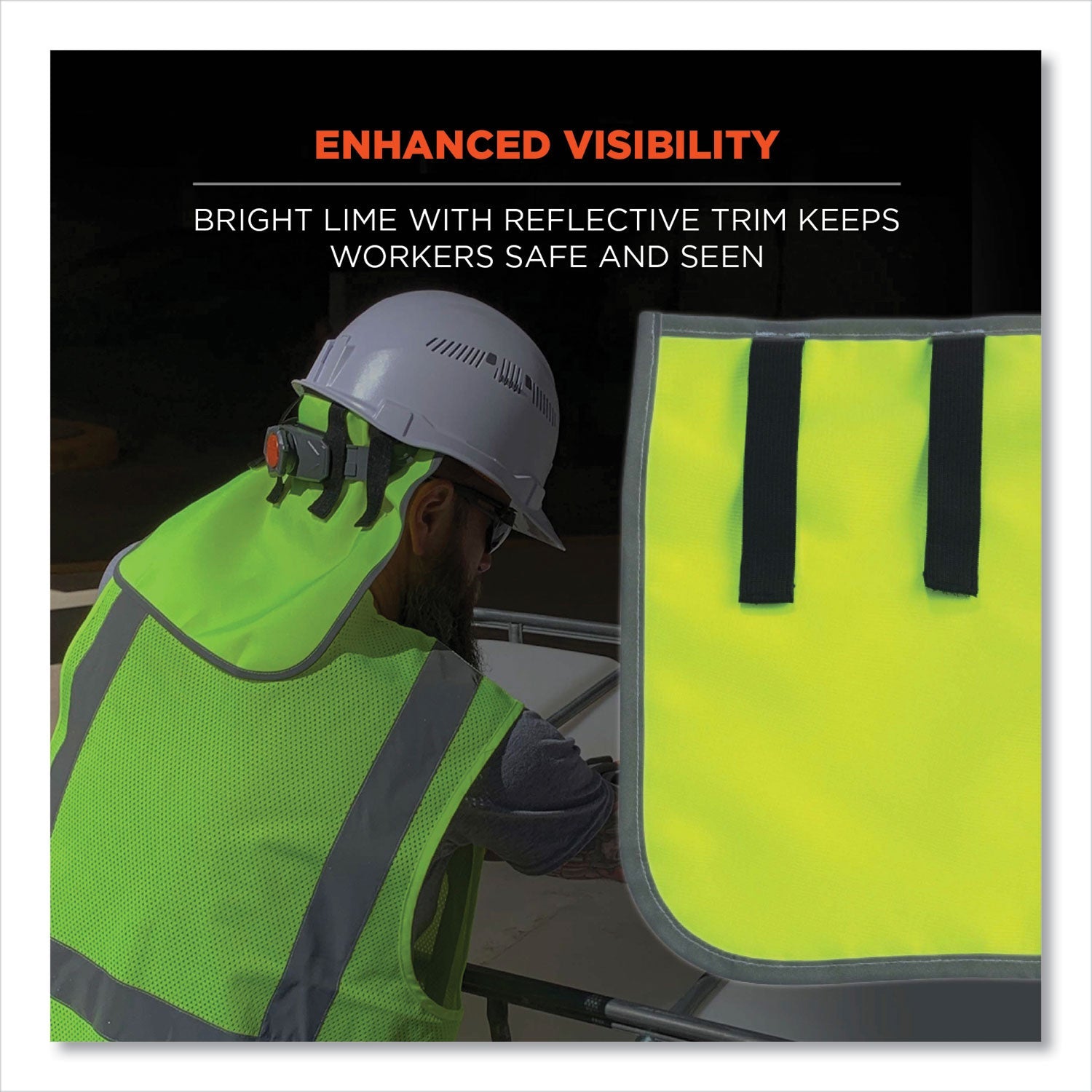 ergodyne® GloWear 8006 Hi-Vis Hard Hat Neck Shade, 12.25 x 10.5, Lime