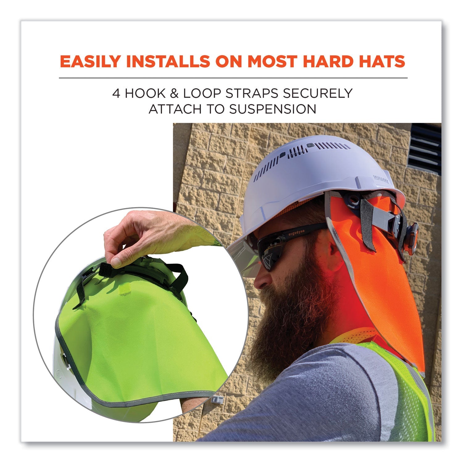ergodyne® GloWear 8006 Hi-Vis Hard Hat Neck Shade, 12.25 x 10.5, Lime