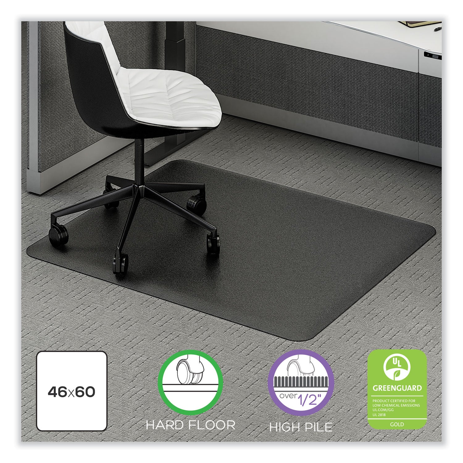 deflecto® Ergonomic Sit Stand Mat, 60 X 46, Black