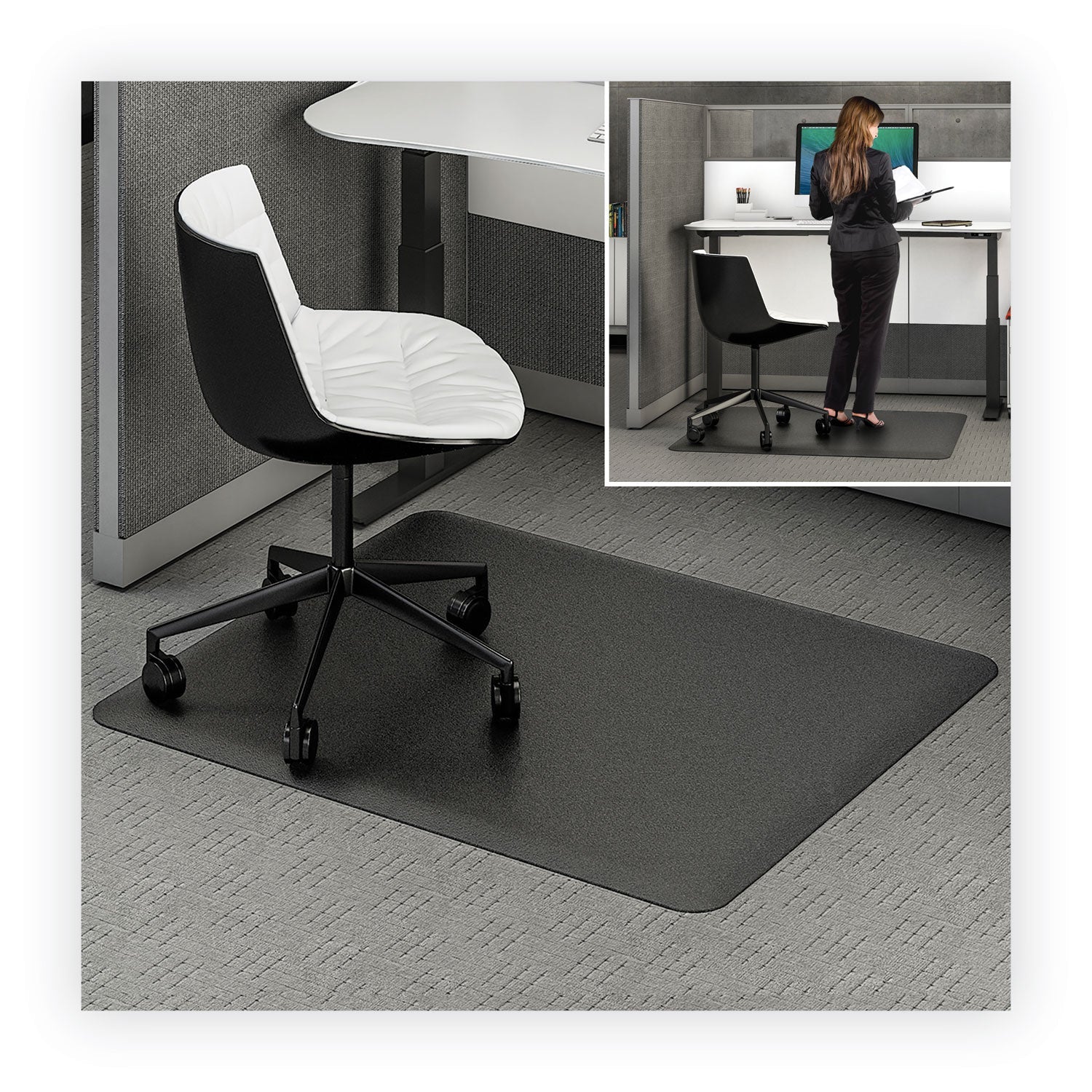 deflecto® Ergonomic Sit Stand Mat, 60 X 46, Black