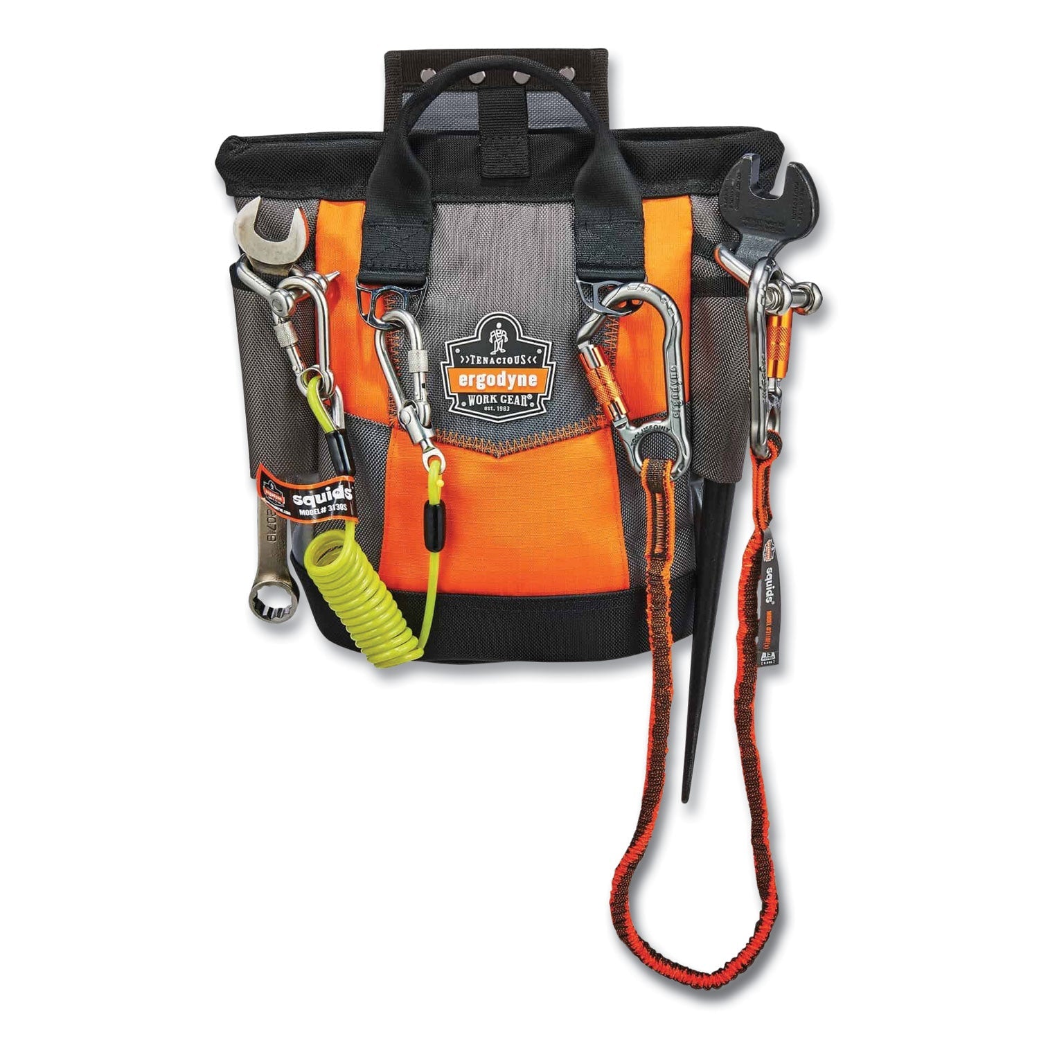 ergodyne® Arsenal 5527 Premium Topped Tool Pouch with Hinged Closure, 6 x 10 x 11.5, Polyester, Orange - Bloom Skins