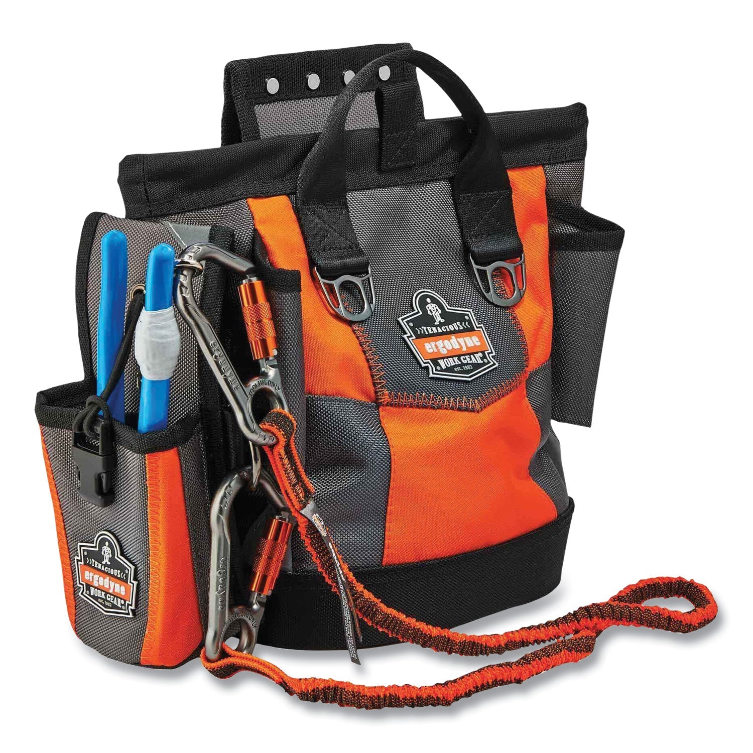 ergodyne® Arsenal 5527 Premium Topped Tool Pouch with Hinged Closure, 6 x 10 x 11.5, Polyester, Orange - Bloom Skins