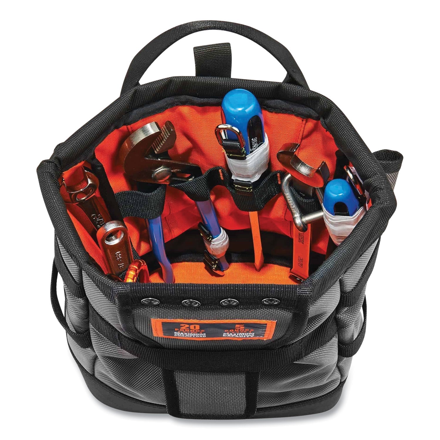 ergodyne® Arsenal 5527 Premium Topped Tool Pouch with Hinged Closure, 6 x 10 x 11.5, Polyester, Orange - Bloom Skins