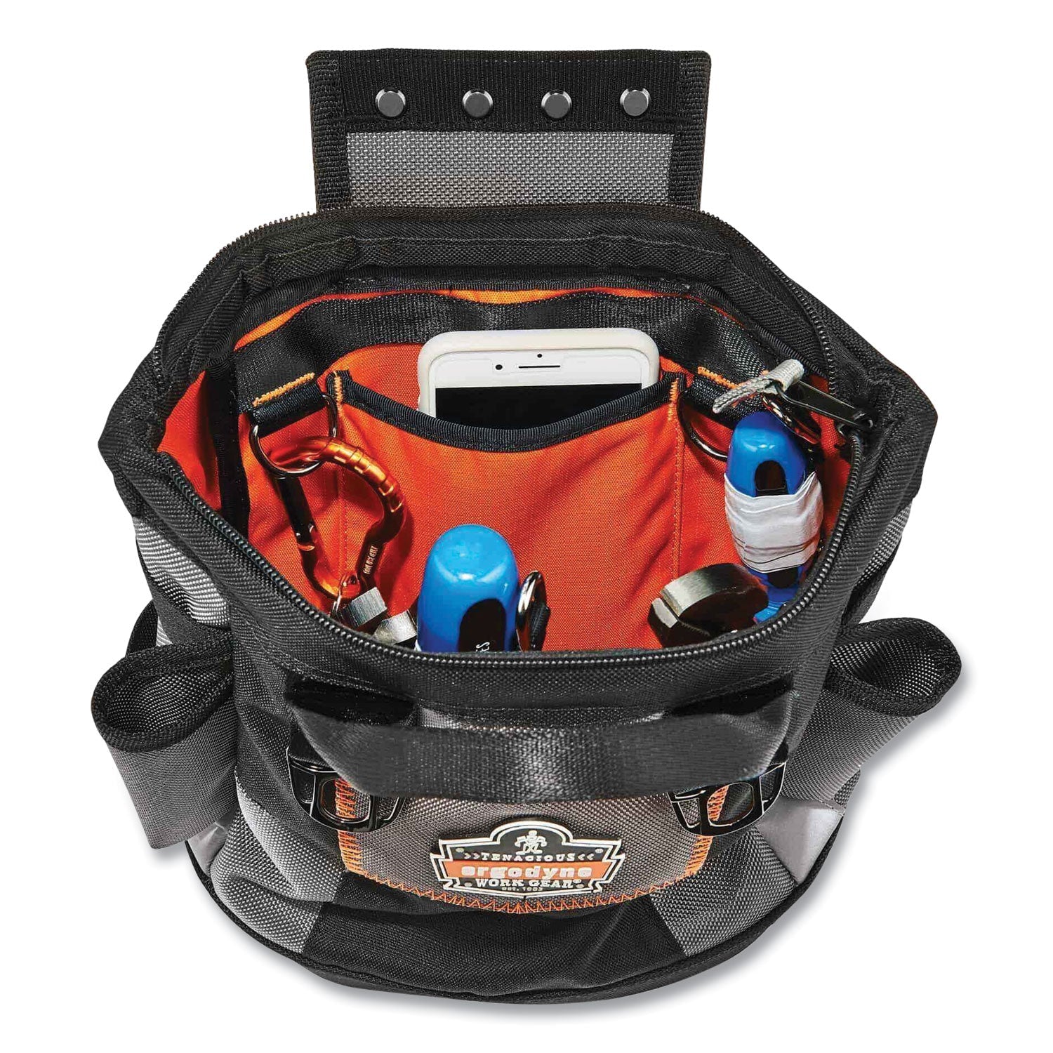 ergodyne® Arsenal 5517 Premium Topped Tool Pouch with Zipper, 6 x 10 x 11.5, Polyester, Black - Bloom Skins