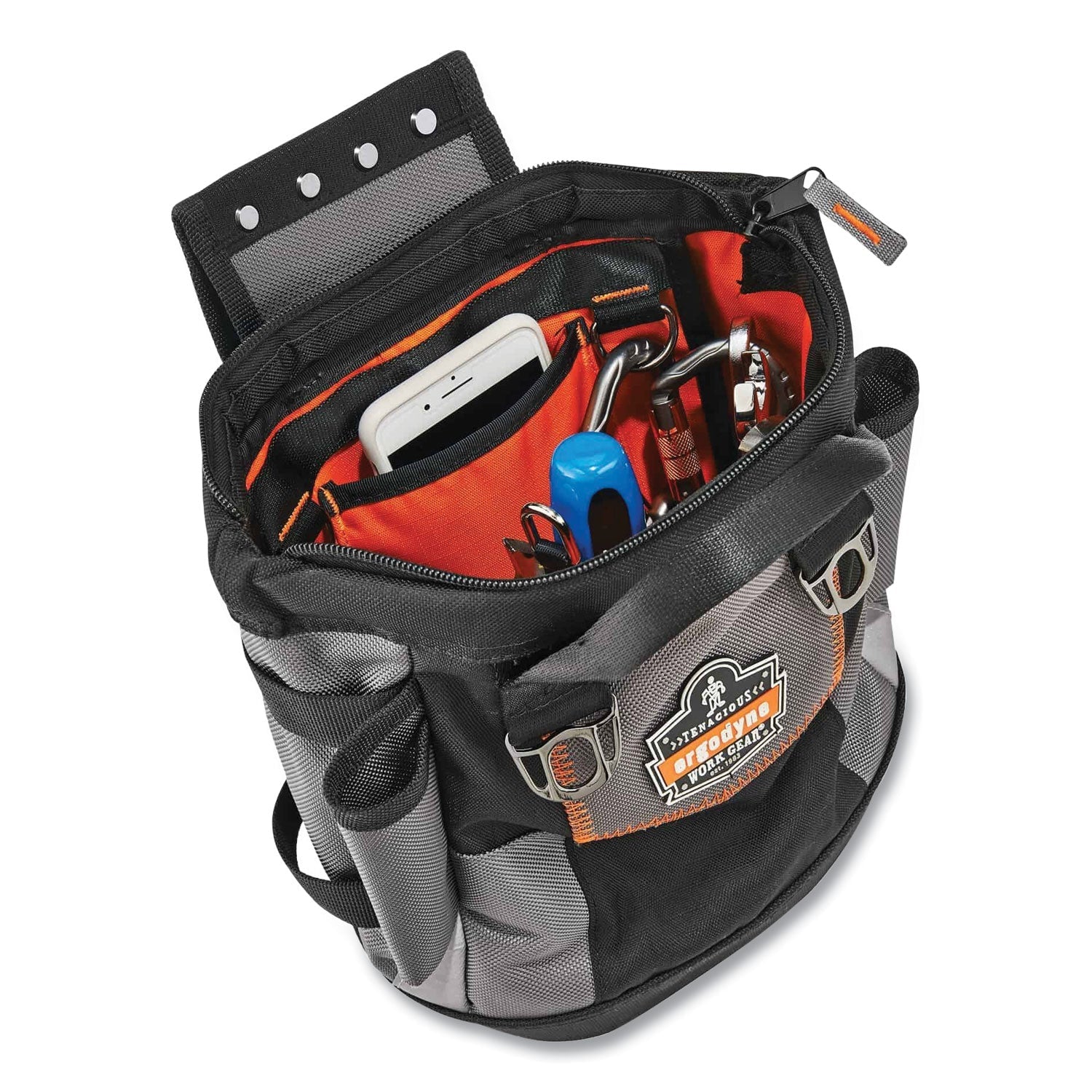 ergodyne® Arsenal 5517 Premium Topped Tool Pouch with Zipper, 6 x 10 x 11.5, Polyester, Black - Bloom Skins