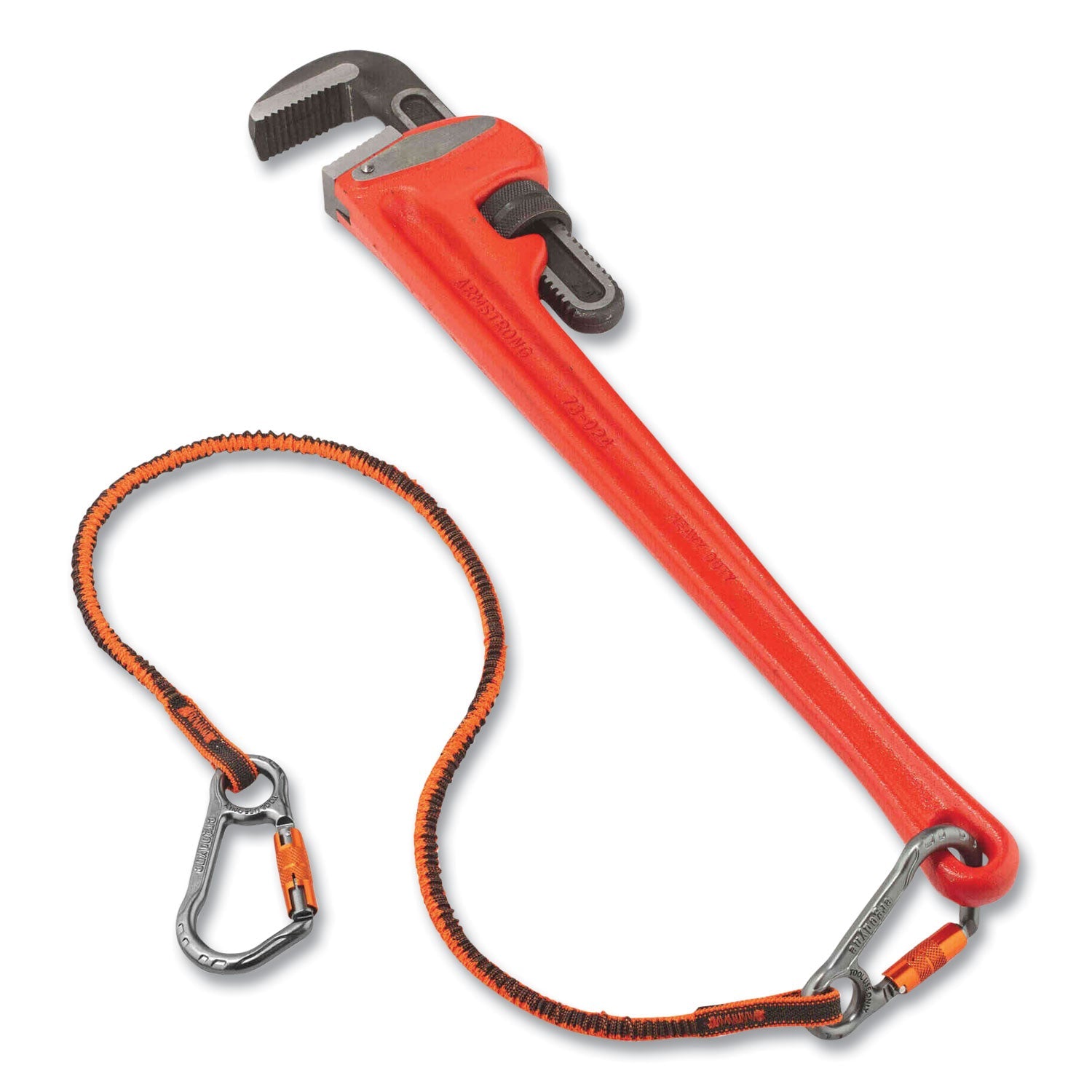 ergodyne® Squids 3118F(x) Tool Lanyards with Locking Aluminum Carabiners, 15 lb Working Capacity, 38" to 48" Long, Orange/Gray