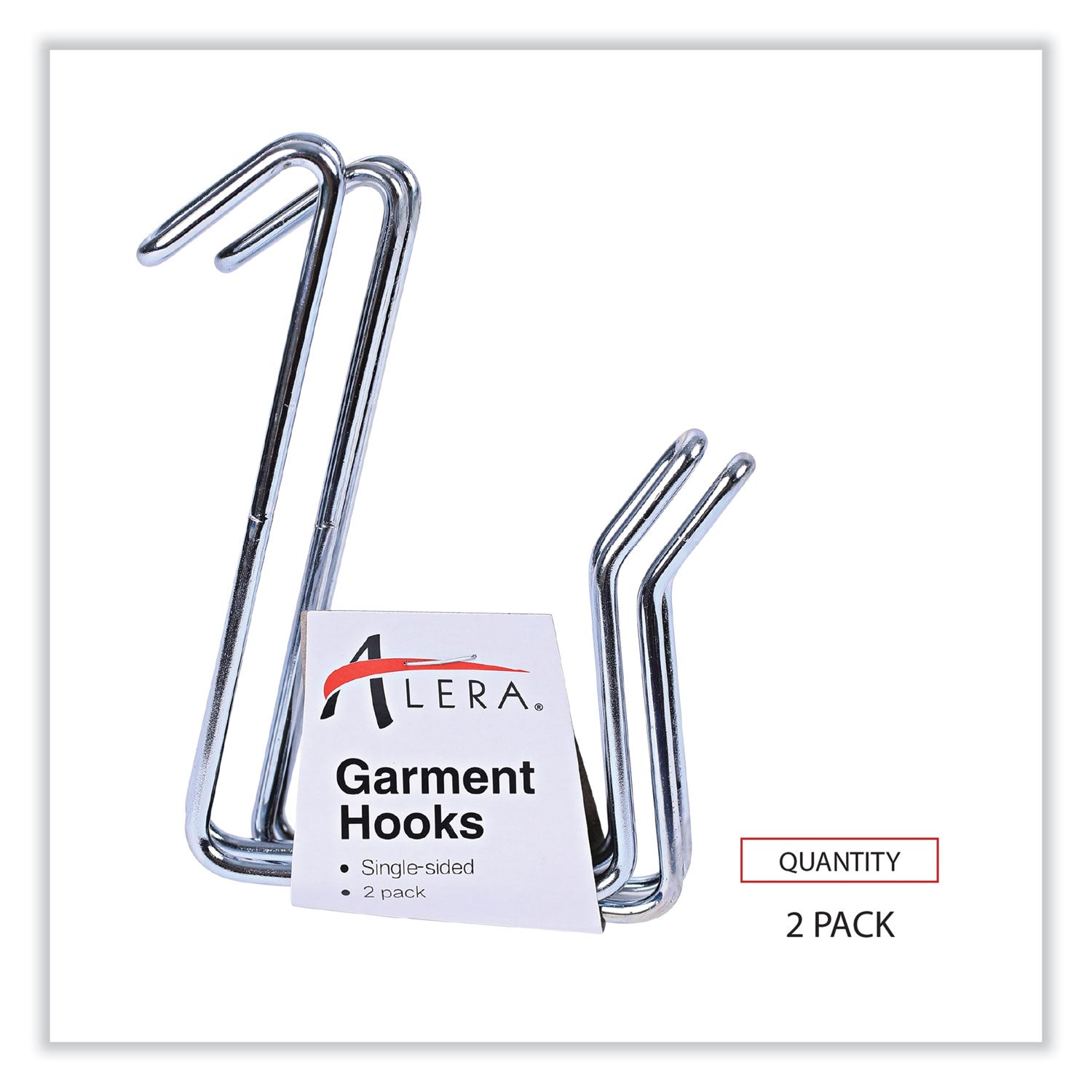 Alera® Single Sided Partition Garment Hook, Steel, 0.5 x 3.13 x 4.75, Over-the-Door/Over-the-Panel Mount, Silver, 2/Pack
