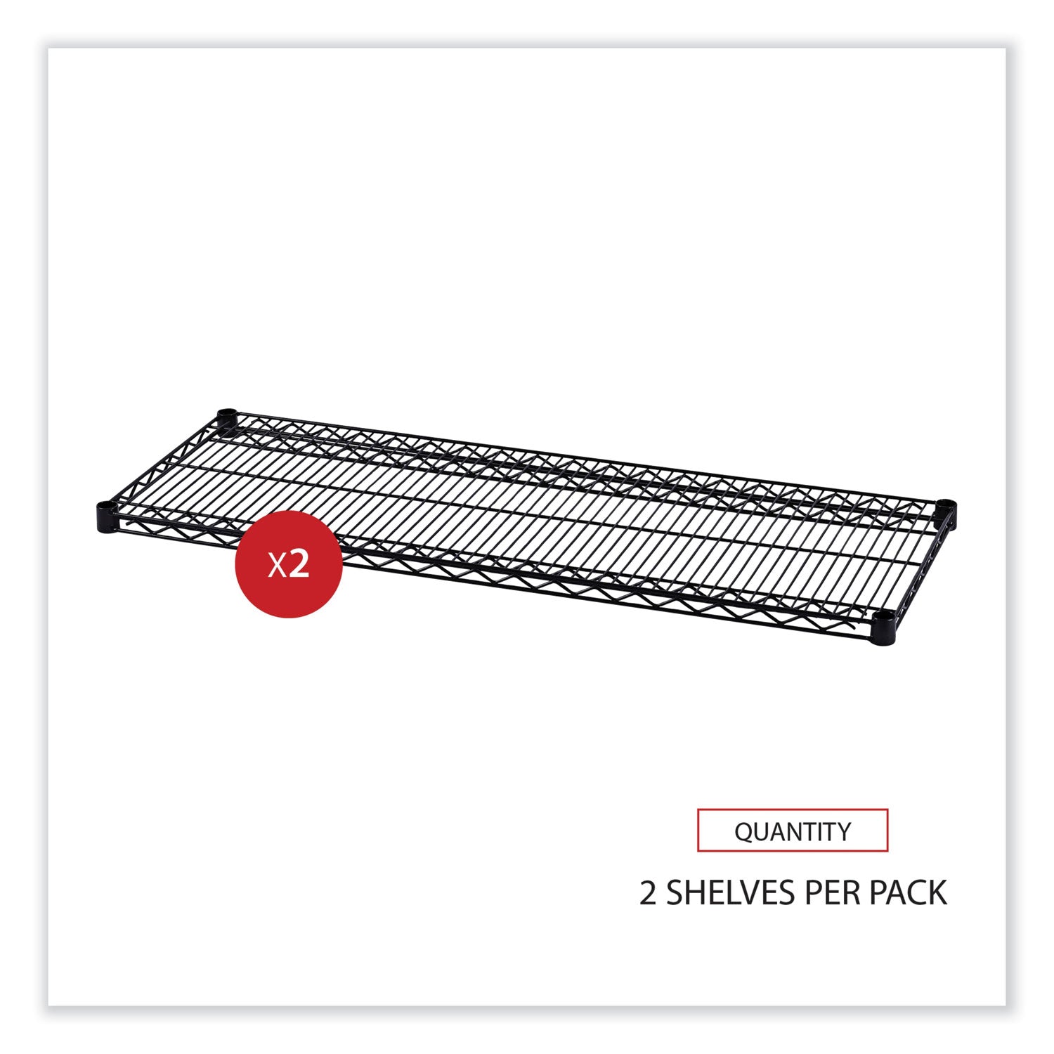 Alera® Industrial Wire Shelving Extra Wire Shelves, 48w X 18d, Black, 2 Shelves/carton