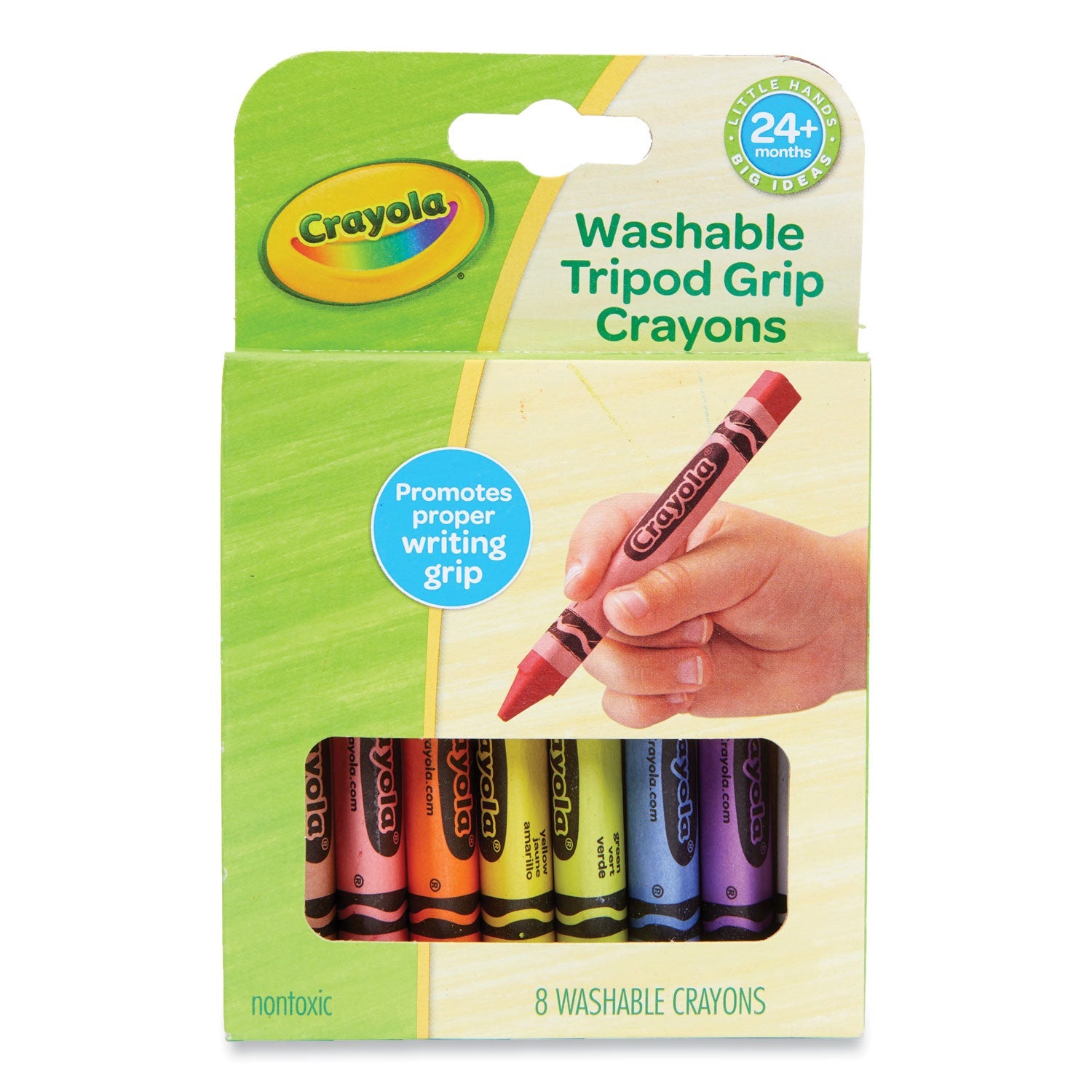 Washable Tripod Grip Crayons | 8-Pack
