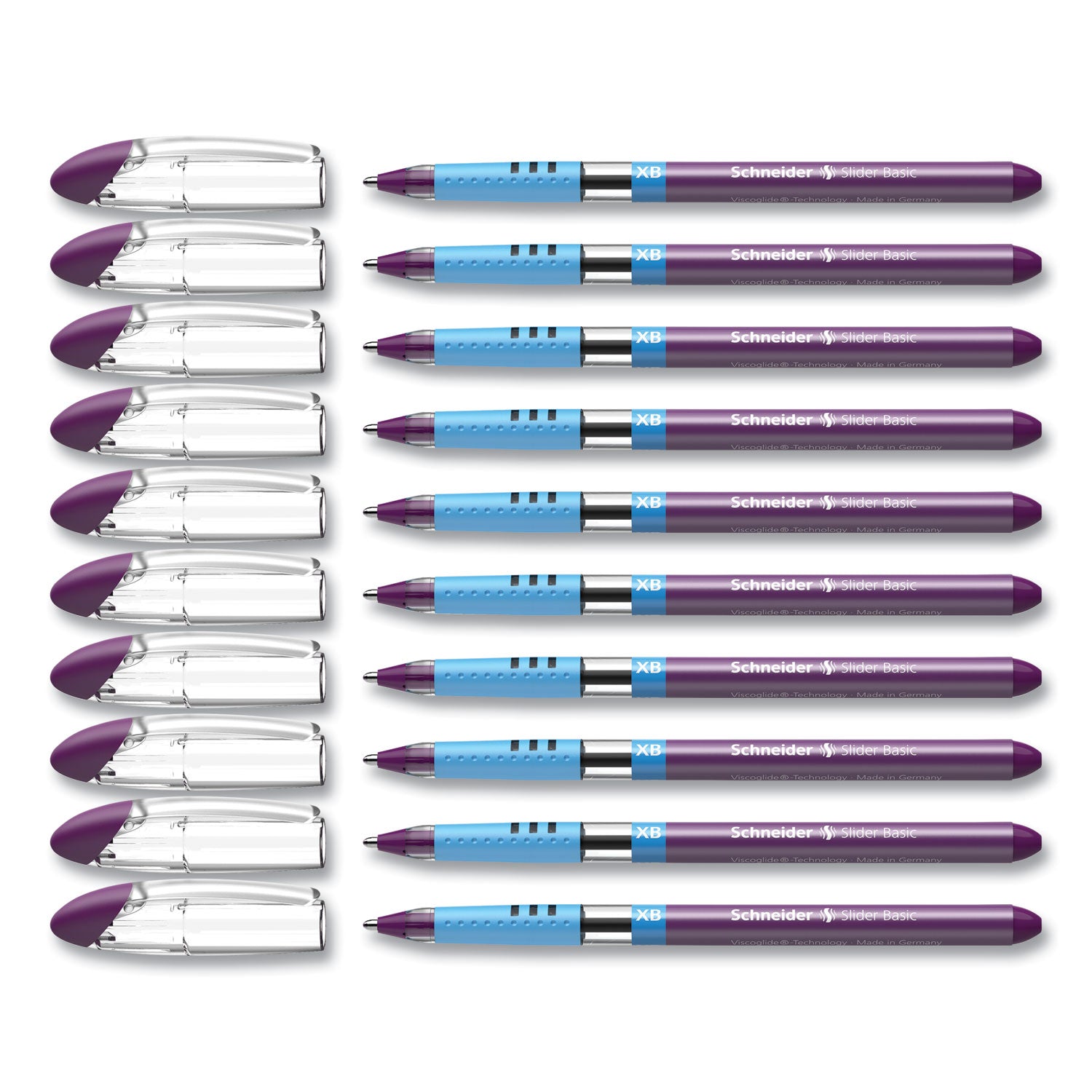 Schneider® Slider Basic Ballpoint Pen, Stick, Extra-Bold 1.4 mm, Violet Ink, Violet Barrel, 10/Box