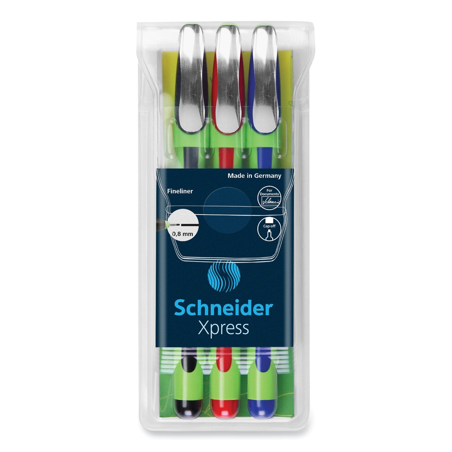 Schneider® Xpress Fineliner Porous Point Pen, Stick, Medium 0.8 mm, Assorted Ink and Barrel Colors, 3/Pack - Bloom Skins